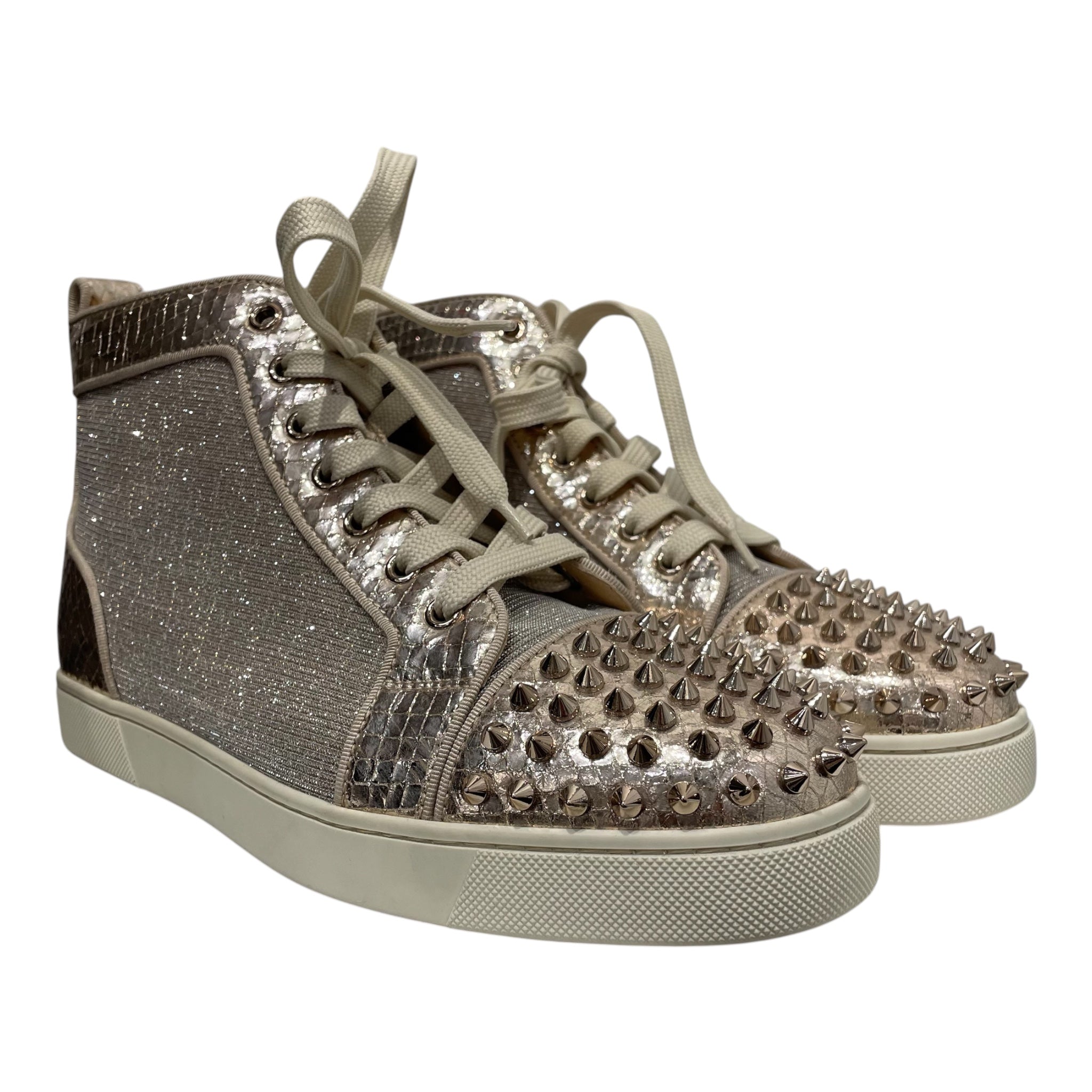 Christian Louboutin/Hi-Sneakers/EU 41.5/CRM/gold spiked high tops view 1
