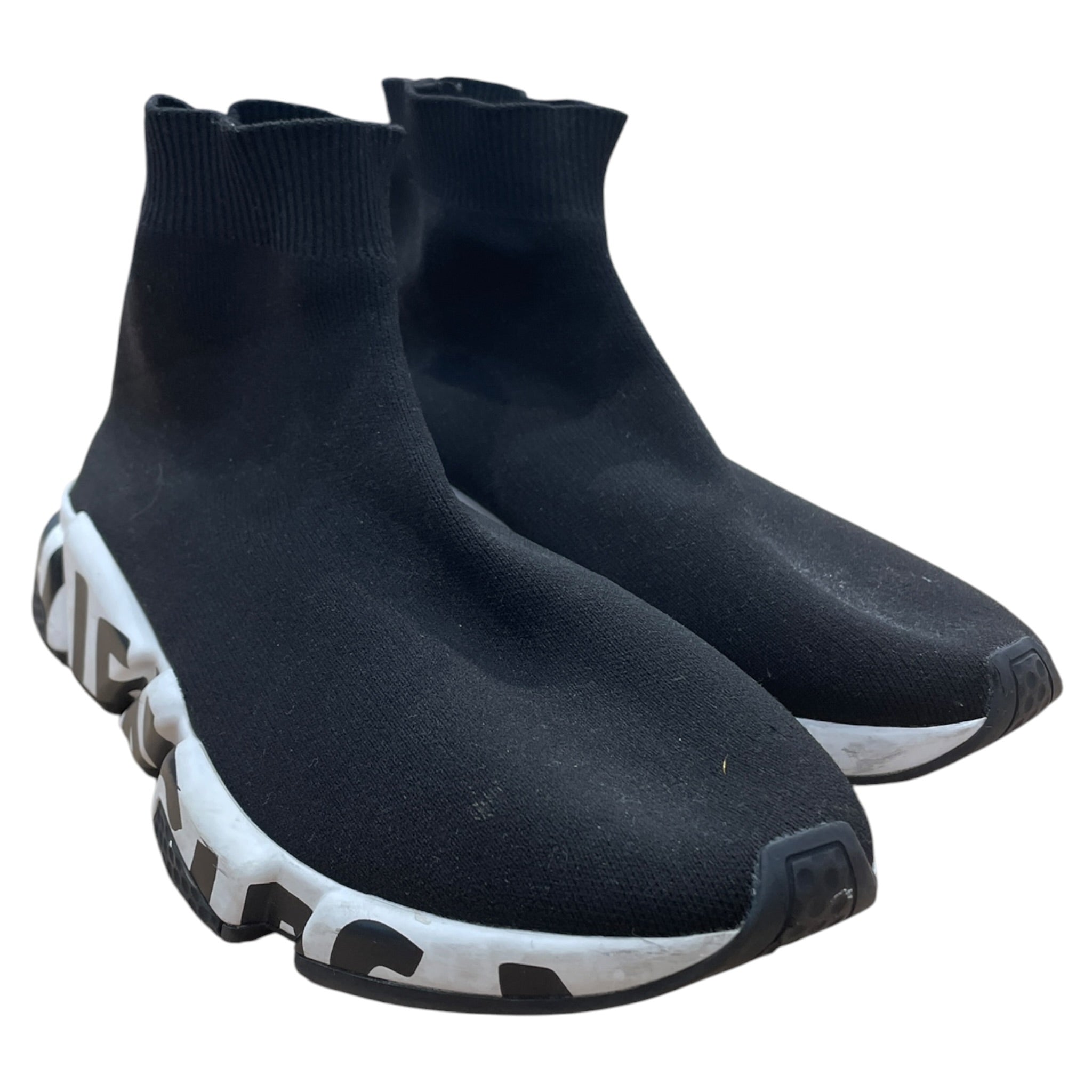 BALENCIAGA/Hi-Sneakers/US 11/BLK/speed graffiti trainers b&w view 1