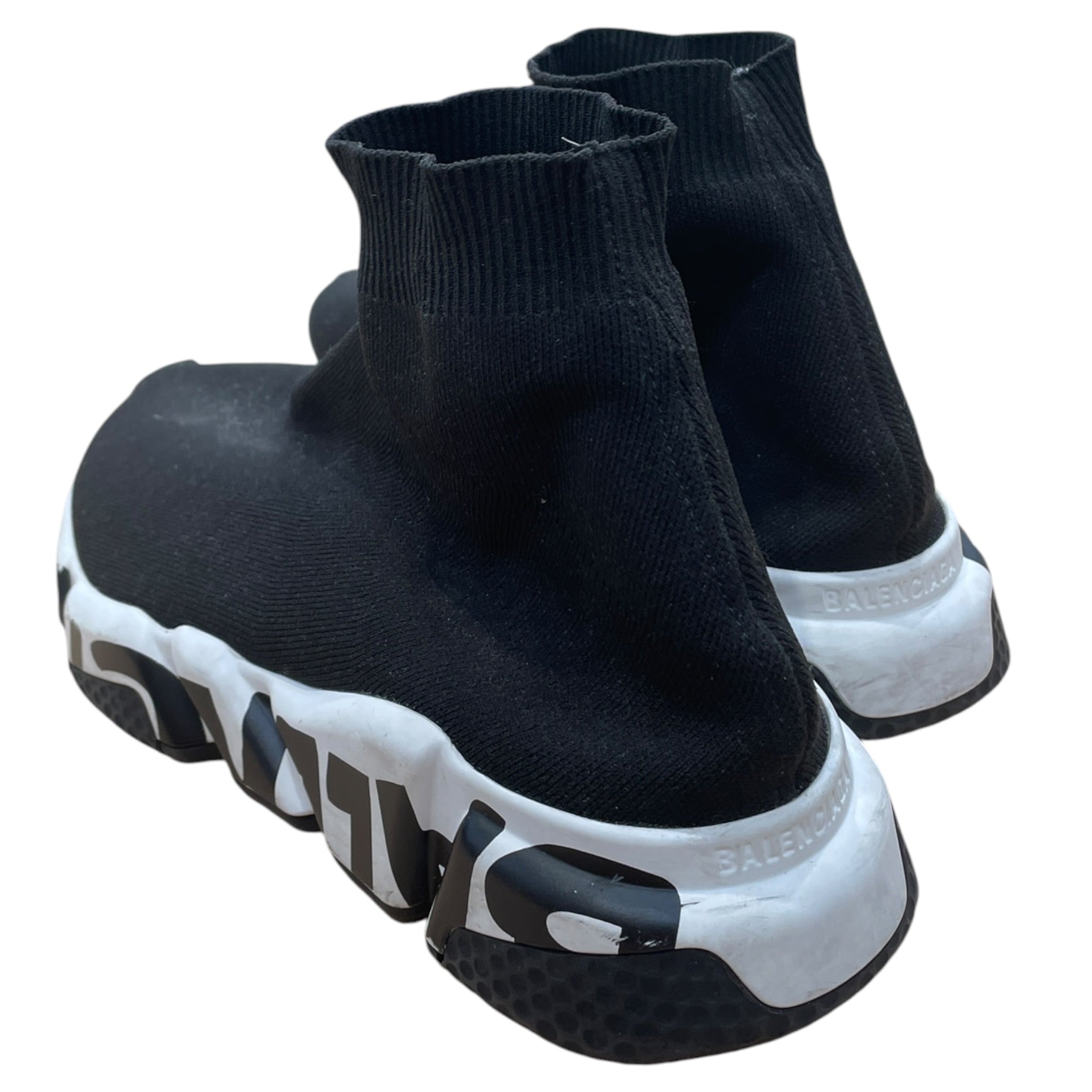 BALENCIAGA/Hi-Sneakers/US 11/BLK/speed graffiti trainers b&w view 2