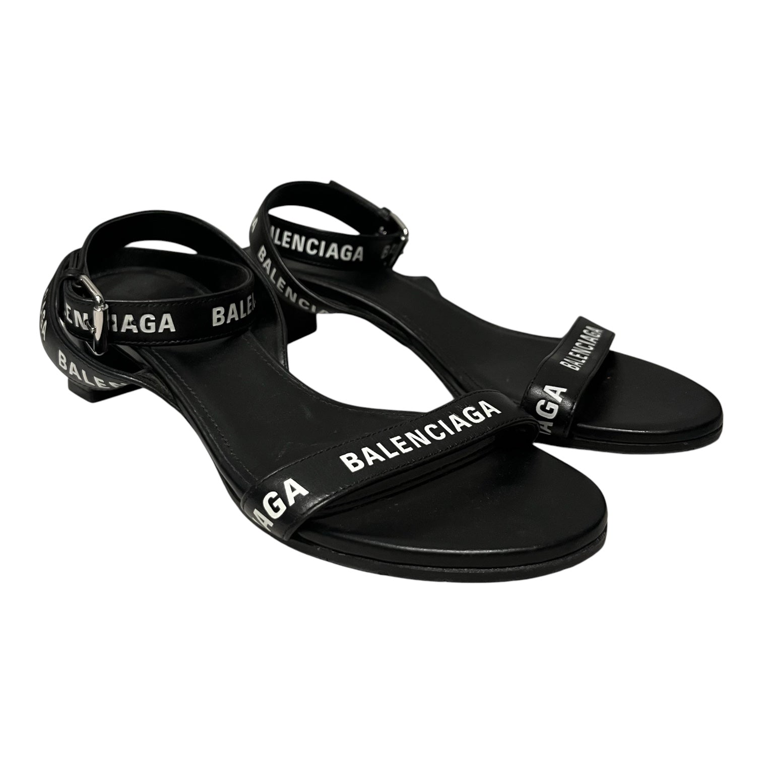 BALENCIAGA/Heels/EU 37.5/Leather/BLK/balenciaga blk strap sandals view 1