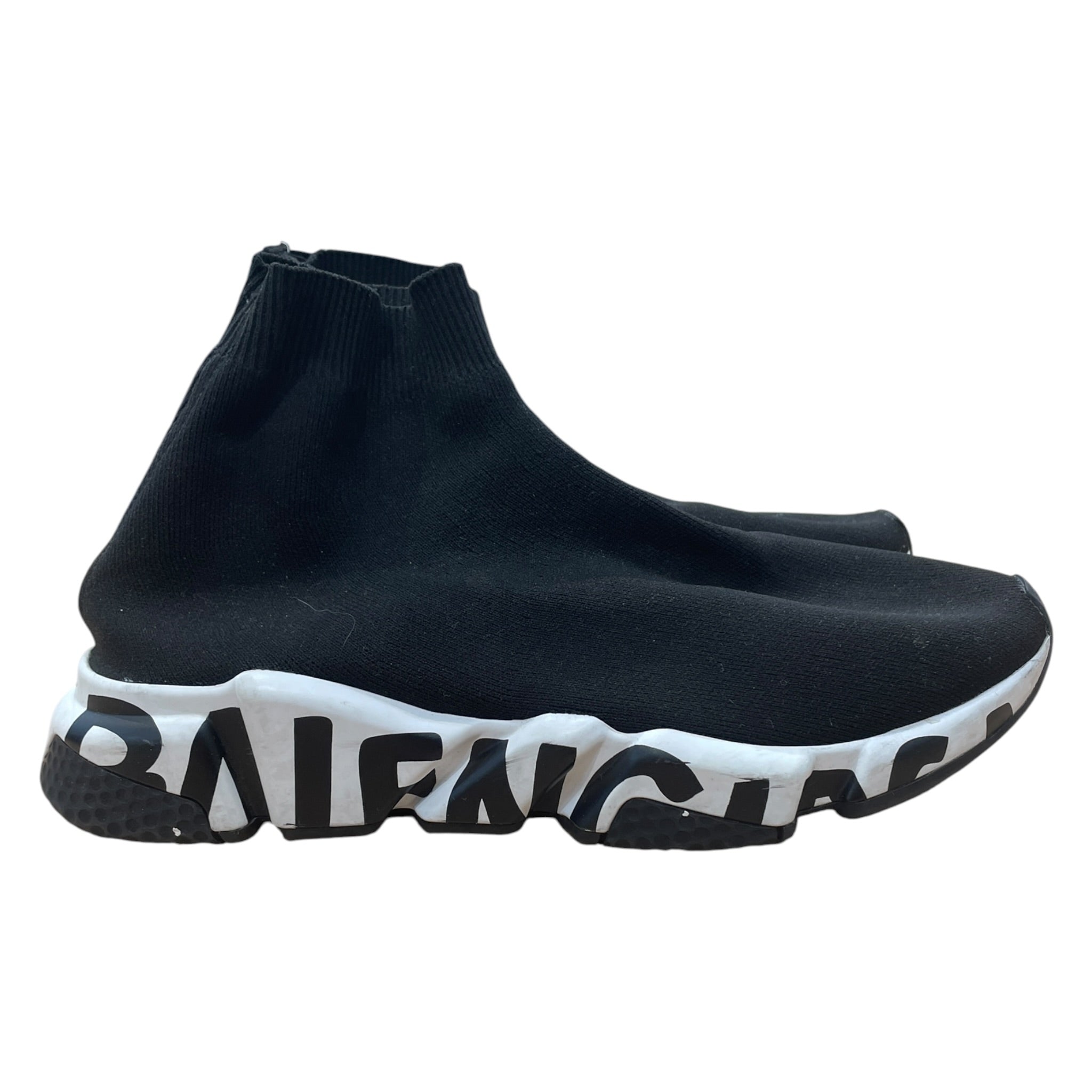 BALENCIAGA/Hi-Sneakers/US 11/BLK/speed graffiti trainers b&w view 4