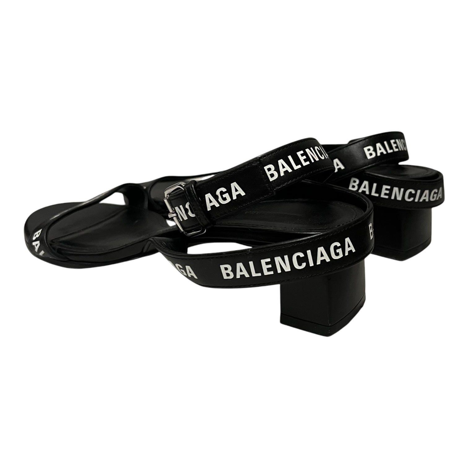 BALENCIAGA/Heels/EU 37.5/Leather/BLK/balenciaga blk strap sandals view 2