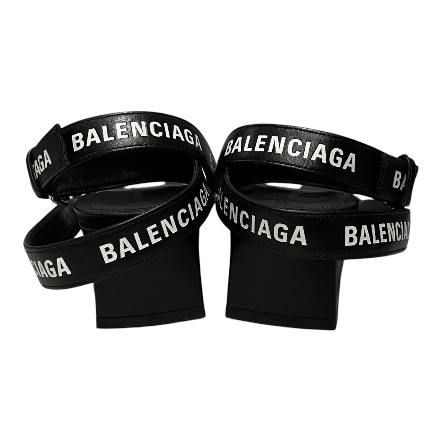 BALENCIAGA/Heels/EU 37.5/Leather/BLK/balenciaga blk strap sandals view 3
