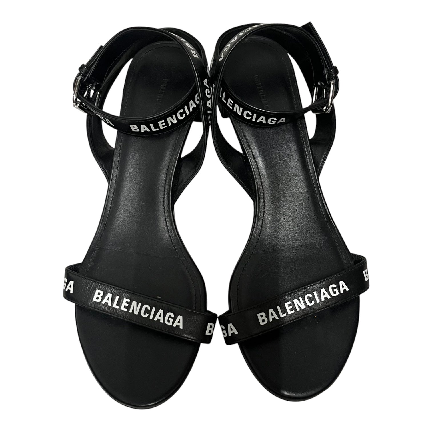 BALENCIAGA/Heels/EU 37.5/Leather/BLK/balenciaga blk strap sandals view 4
