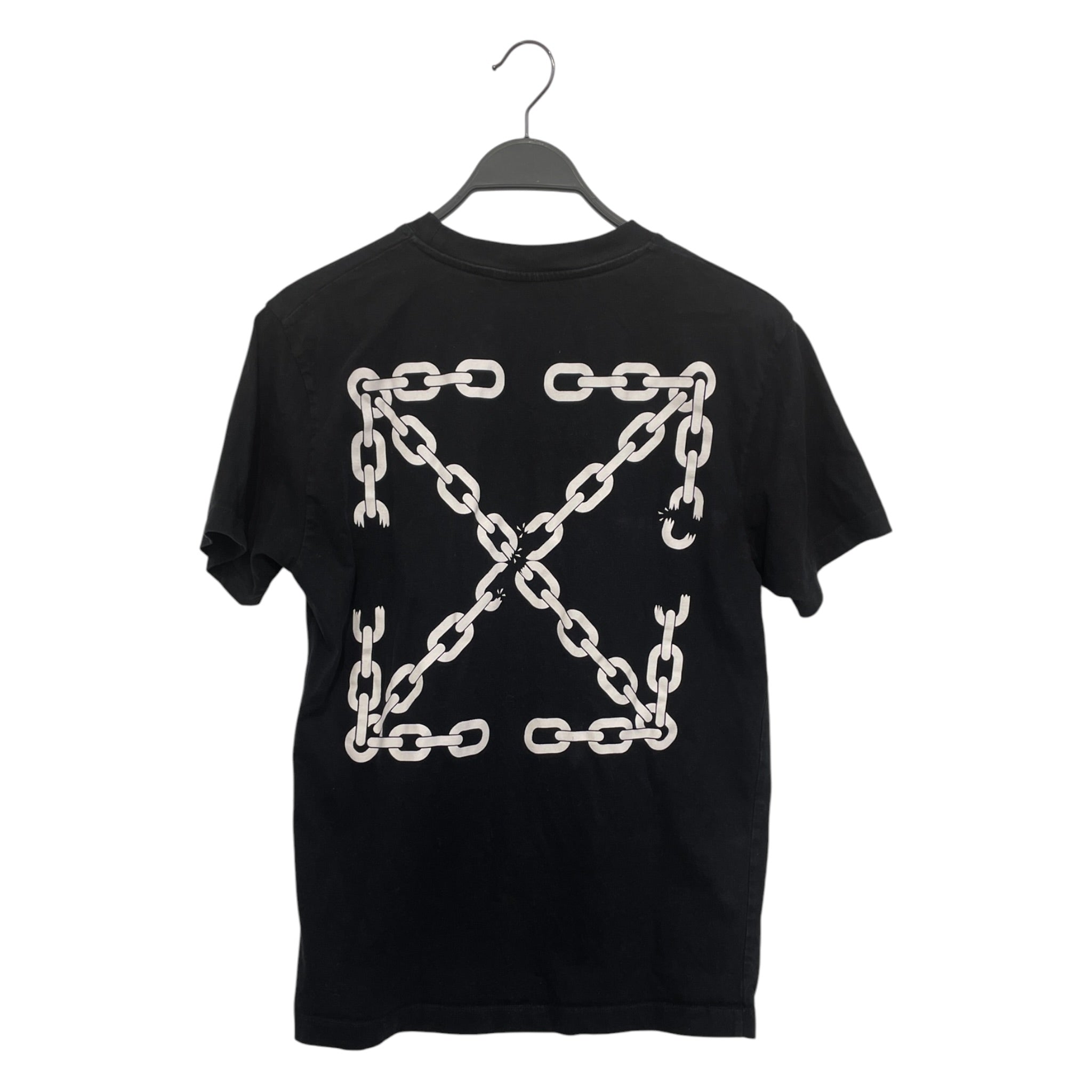 OFF-WHITE/T-Shirt/S/Cotton/BLK/chain logo wht back view 2