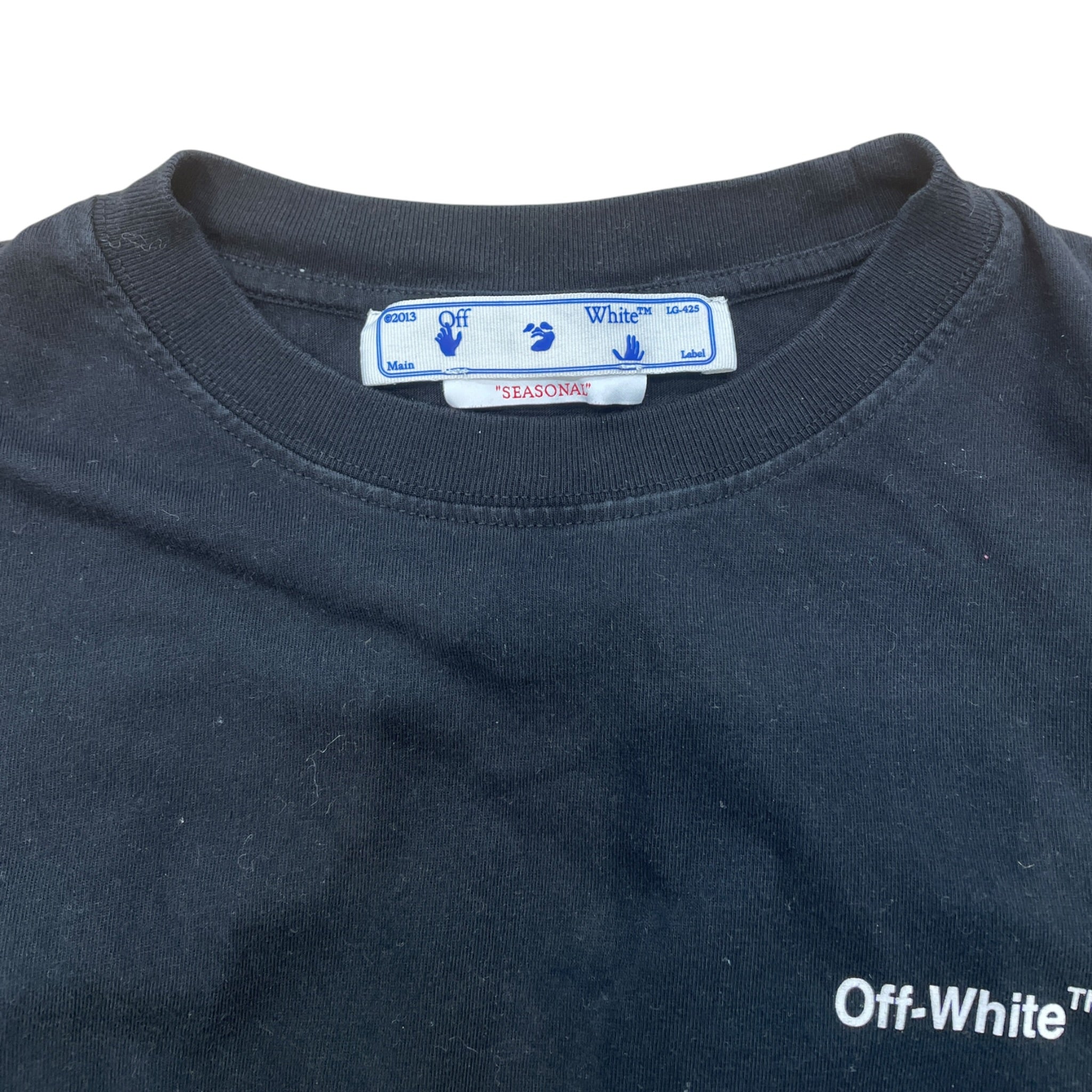 OFF-WHITE/T-Shirt/S/Cotton/BLK/chain logo wht back view 3