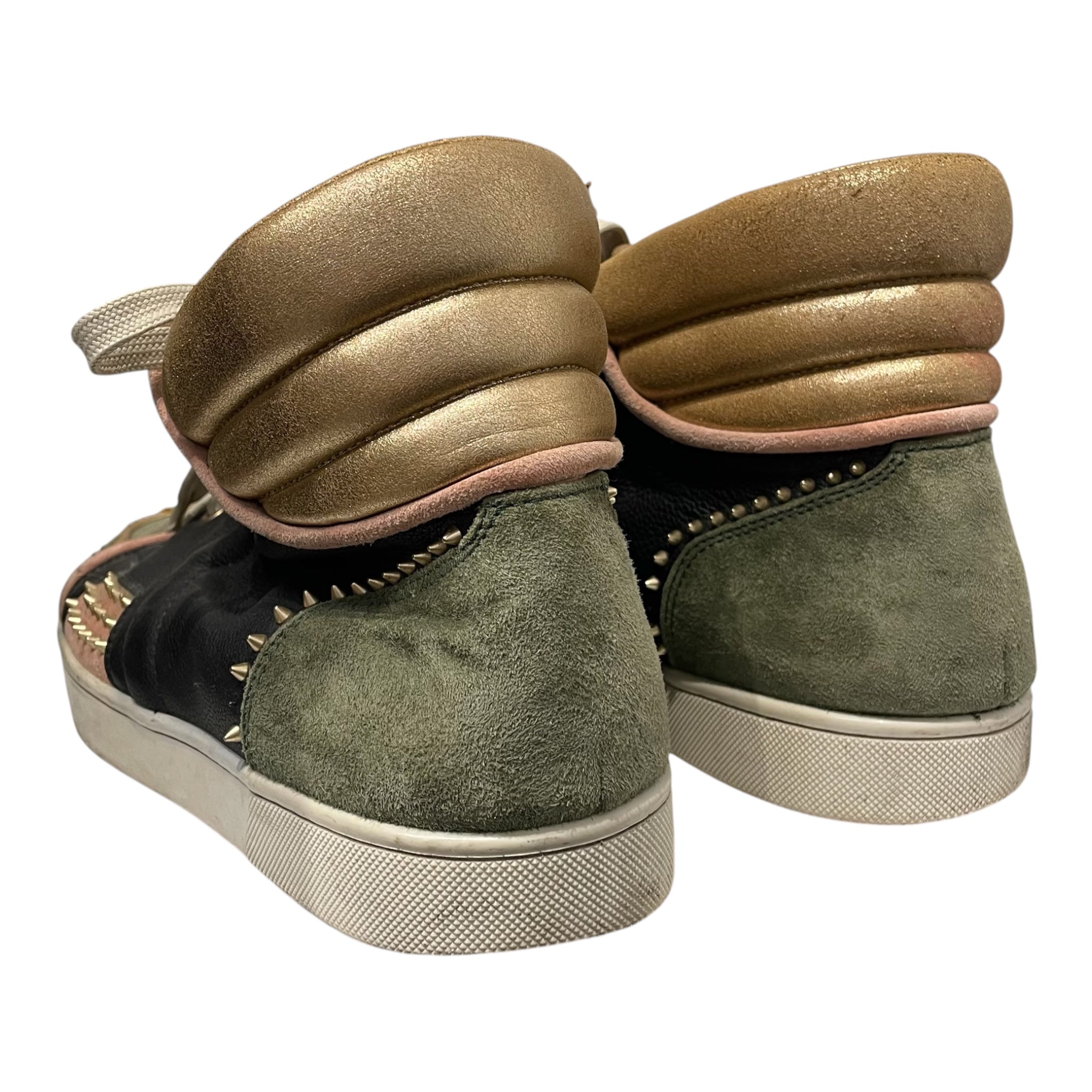 Christian Louboutin/Hi-Sneakers/EU 44.5/Cotton/GRN/gold spikes view 2