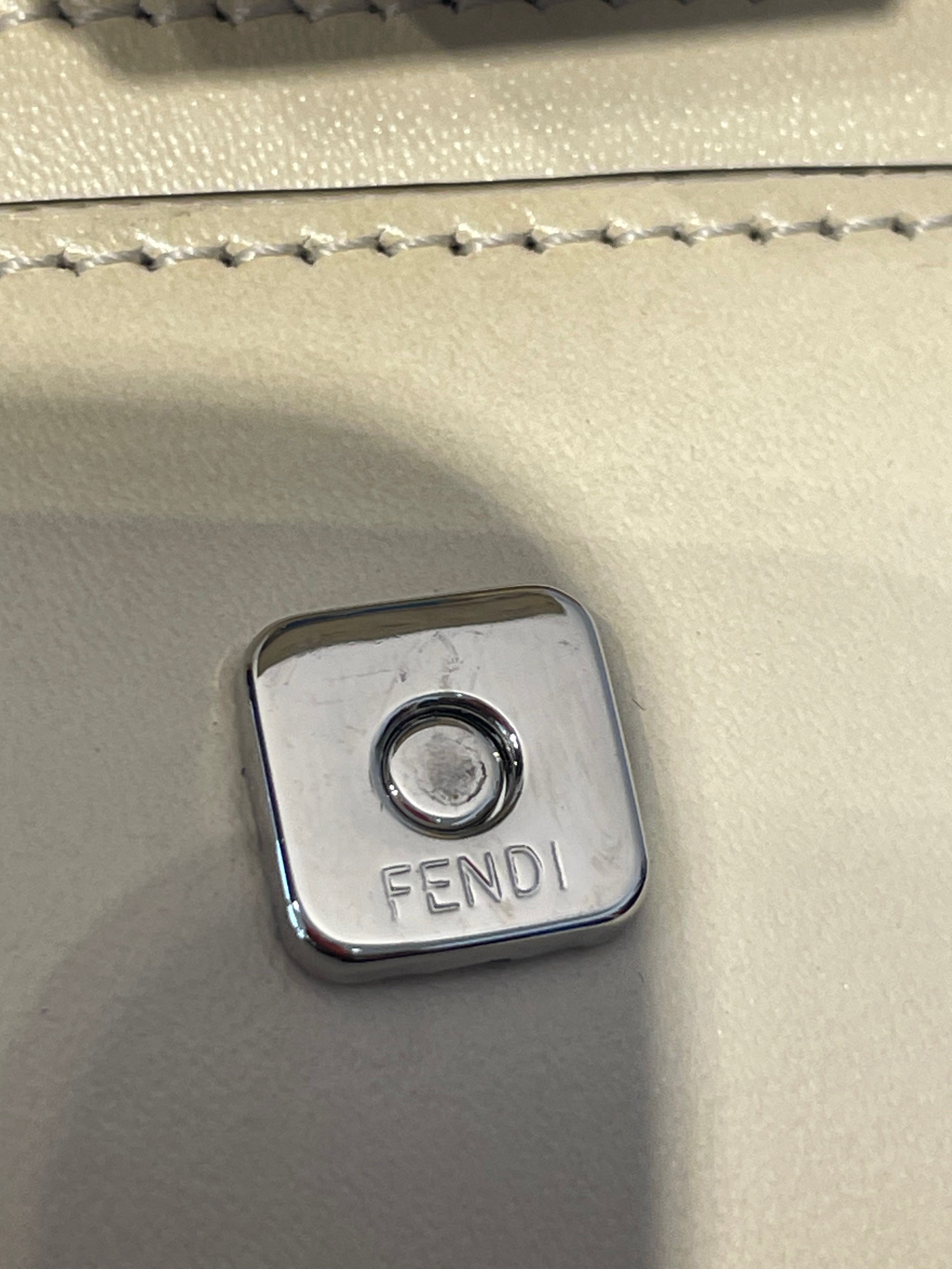 FENDI/Cross Body Bag/Leather/BEG/micro flat ff logo view 5