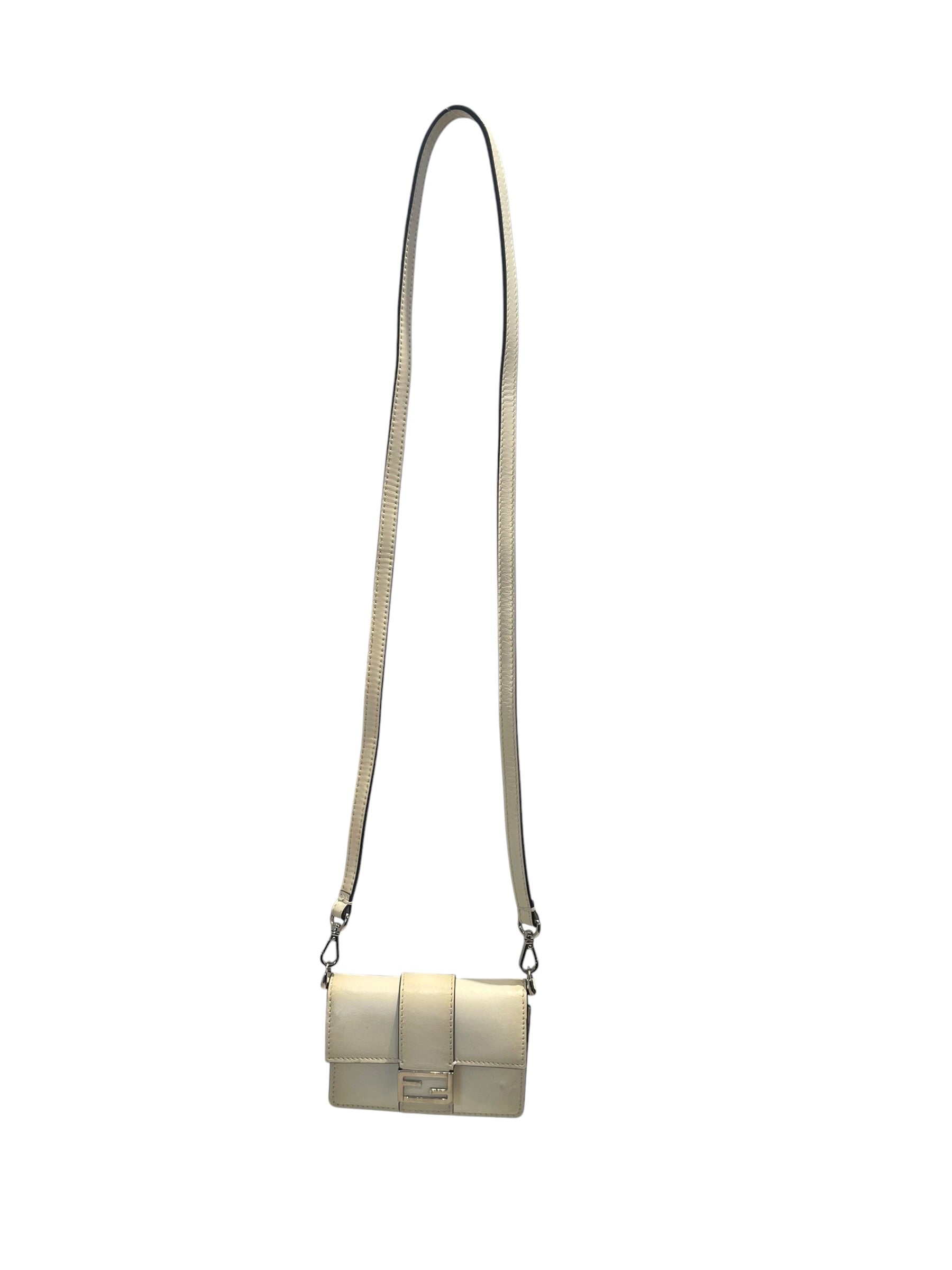 FENDI/Cross Body Bag/Leather/BEG/micro flat ff logo view 1