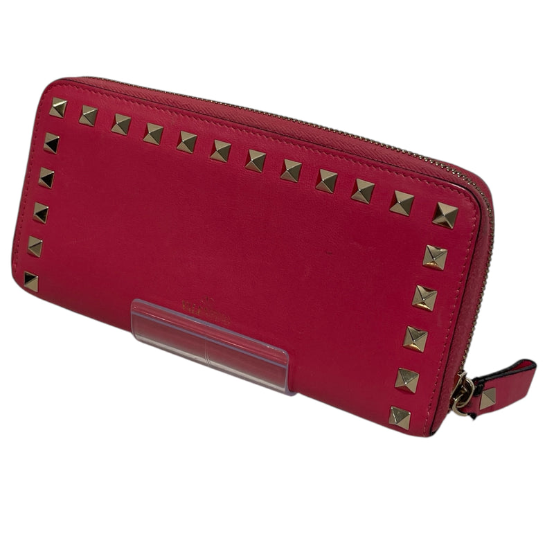 VALENTINO GARAVANI/Long Wallet/OS/Leather/PNK/Rock Studs Zip-up Long Wallet