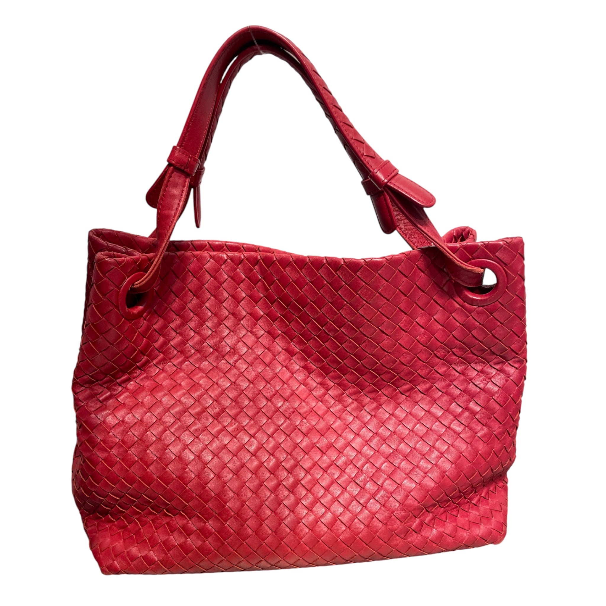 BOTTEGA VENETA/Tote Bag/Leather/RED/intrecciato woven view 1