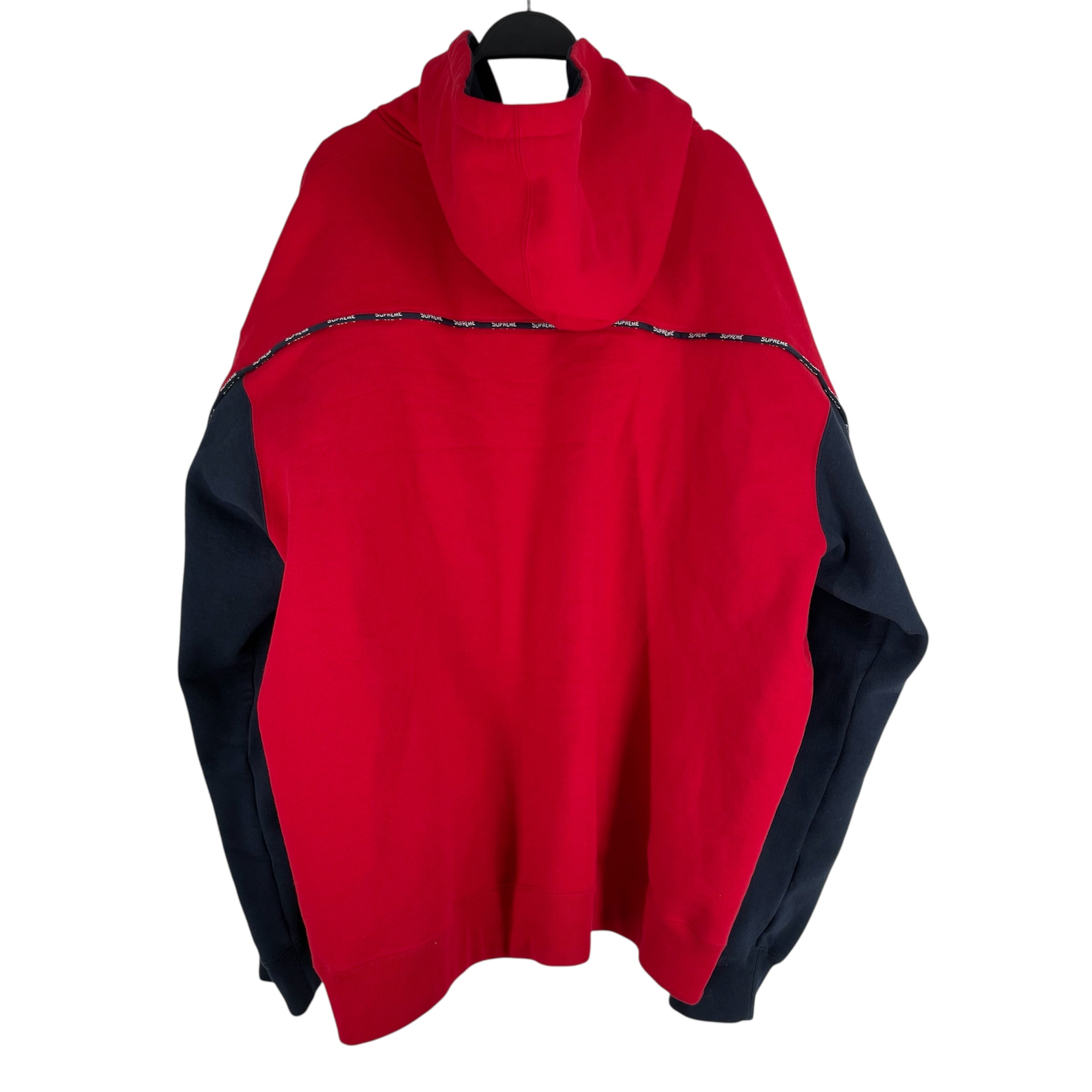 Supreme/Zip Up Hoodie/XXL/Cotton/RED/WHITE TEXT ALONG NAVY BORDER view 2