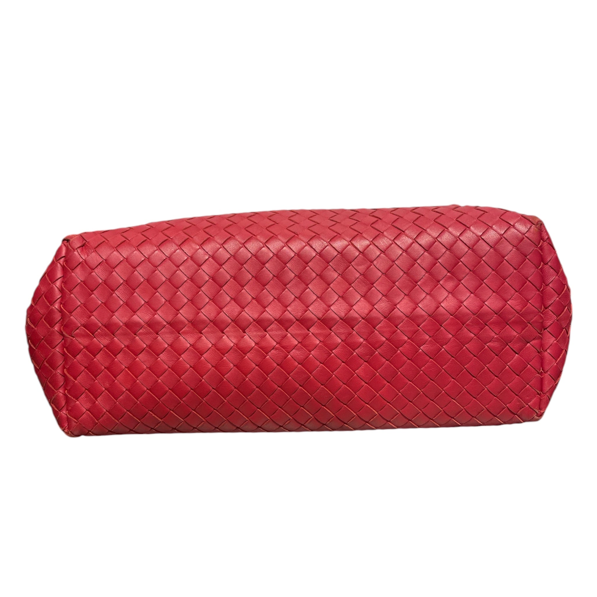 BOTTEGA VENETA/Tote Bag/Leather/RED/intrecciato woven view 3