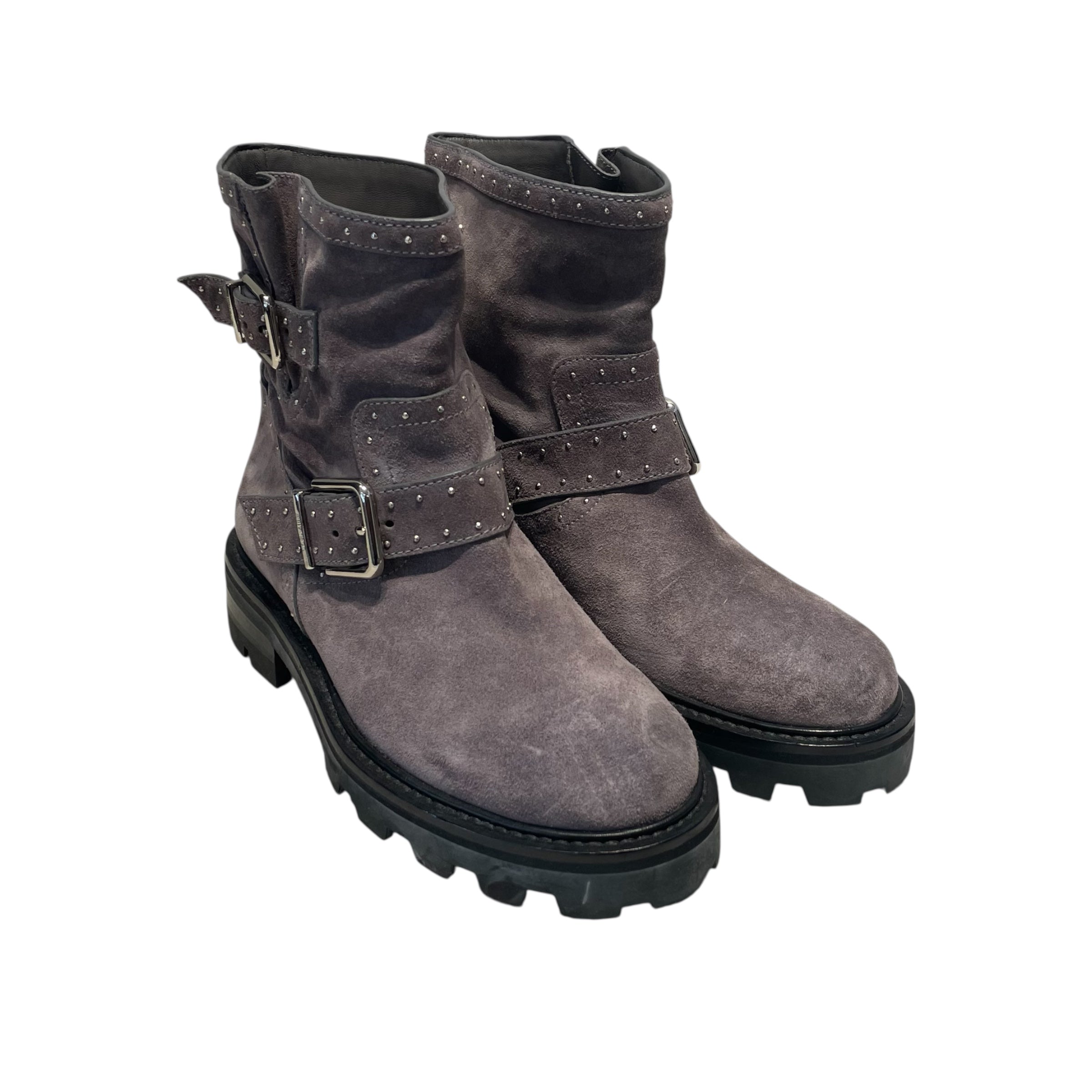 JIMMY CHOO/Boots/EU 36/Suede/GRY/STUDDED MOTO BOOTS view 1