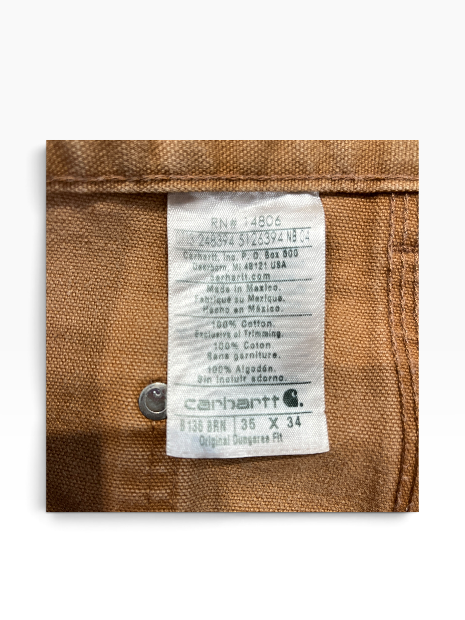 Carhartt/Straight Pants/35/Cotton/CML/35x34 Double Knee view 3