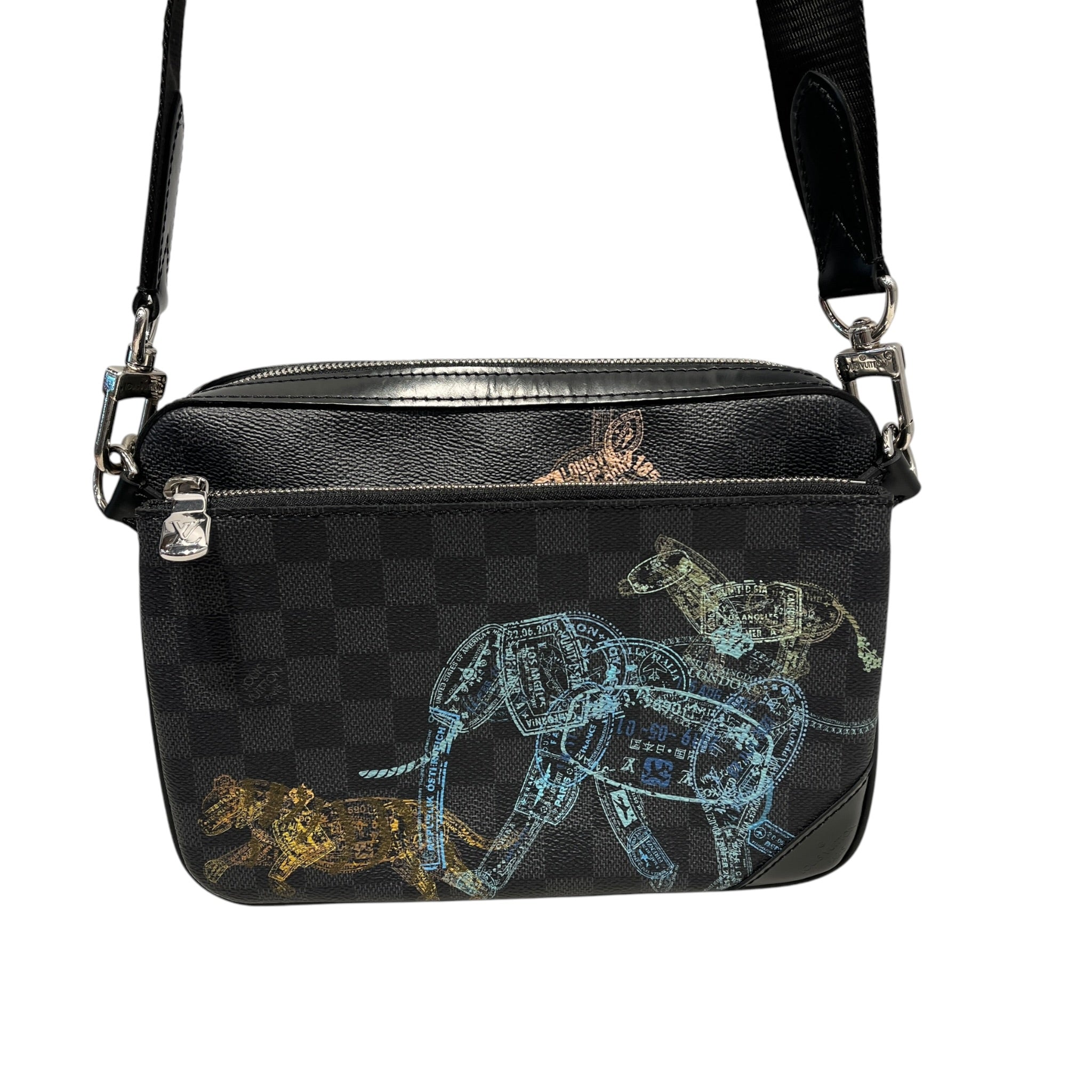 LOUIS VUITTON/Cross Body Bag/Hombre Check/Leather/GRY/DAMIER GRAPHITE ANIMALS MESSEN view 7