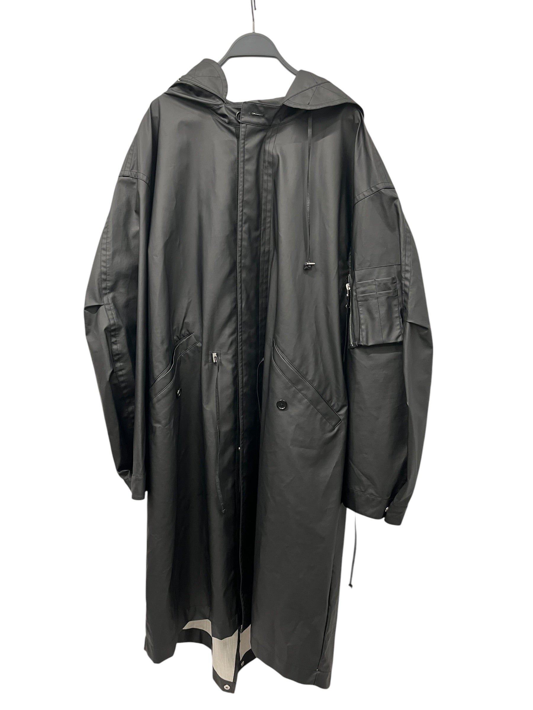 Helmut Lang/Trench Coat/XL/Polyester/BLK/RAIN COAT/BACK LOGO/WASIT TIE view 1
