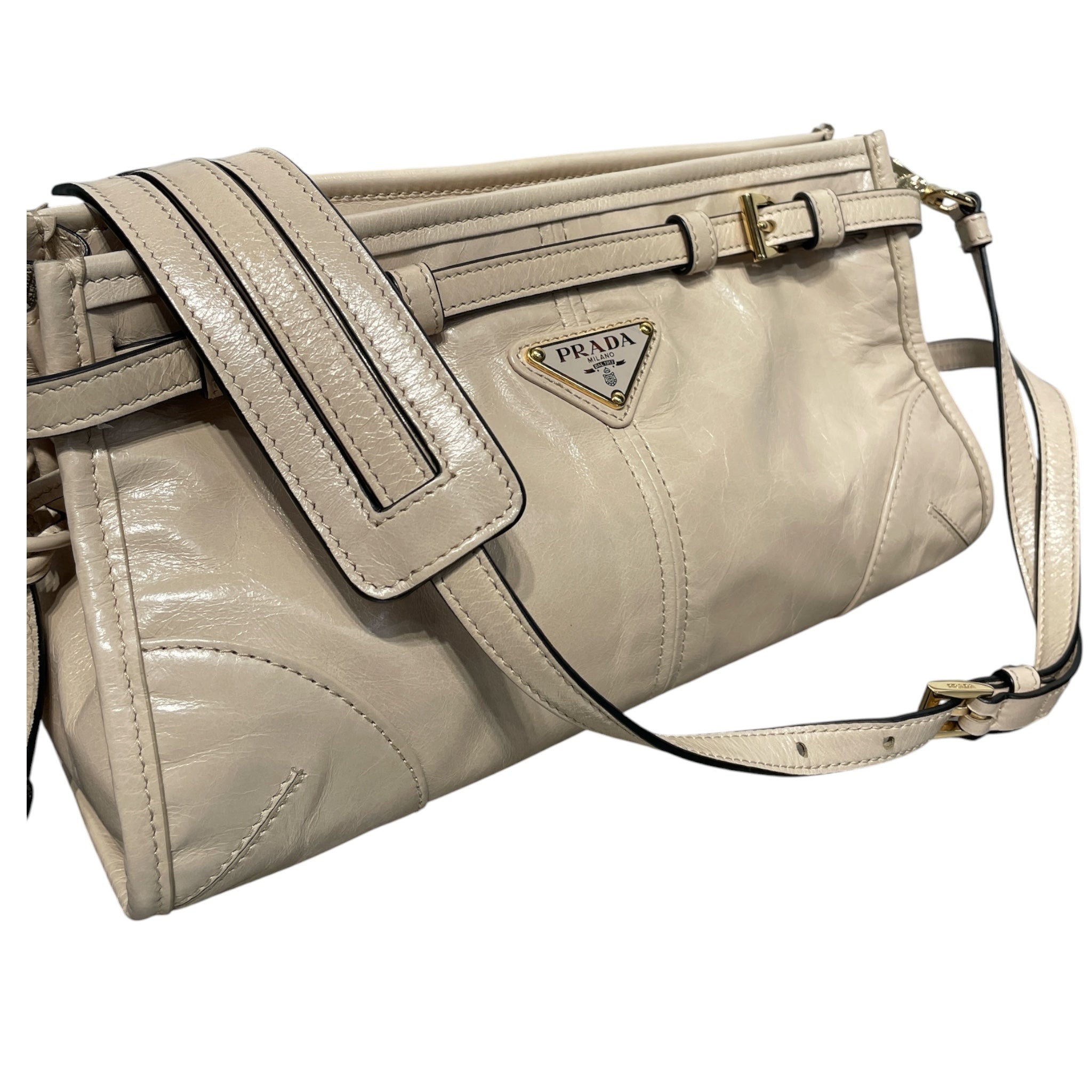 PRADA/Cross Body Bag/Leather/CRM/7/7 BONNIE SHOULDER BAG view 6