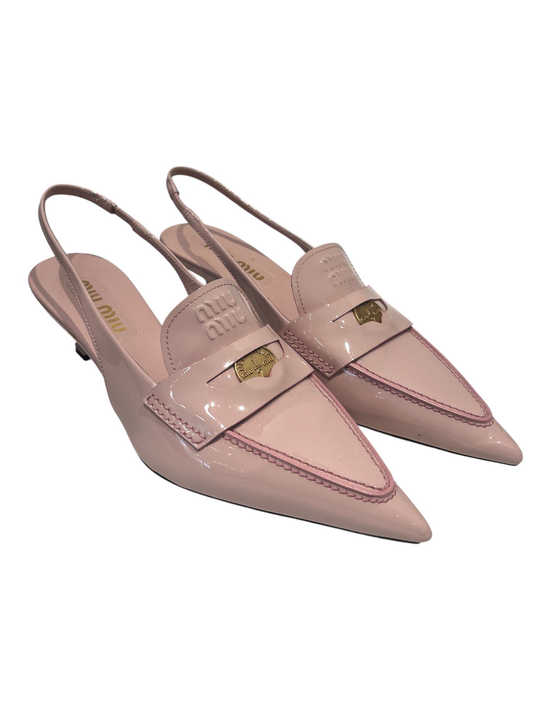 MIU MIU/Heels/US 9.5/Leather/PNK/SLINGBACK LEATHER HEELS view 1
