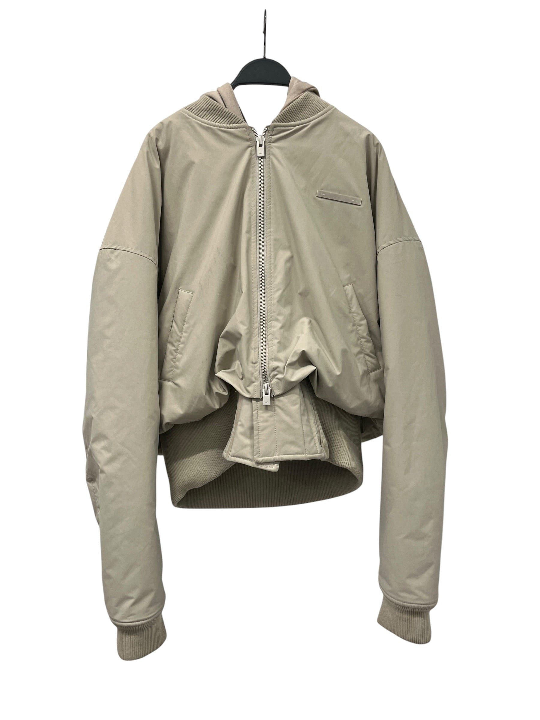 HELIOT EMIL/Puffer Jkt/52/Polyester/GRY/Single Breasted/BOMBER JACKET & REMOVABLE HOOD view 1