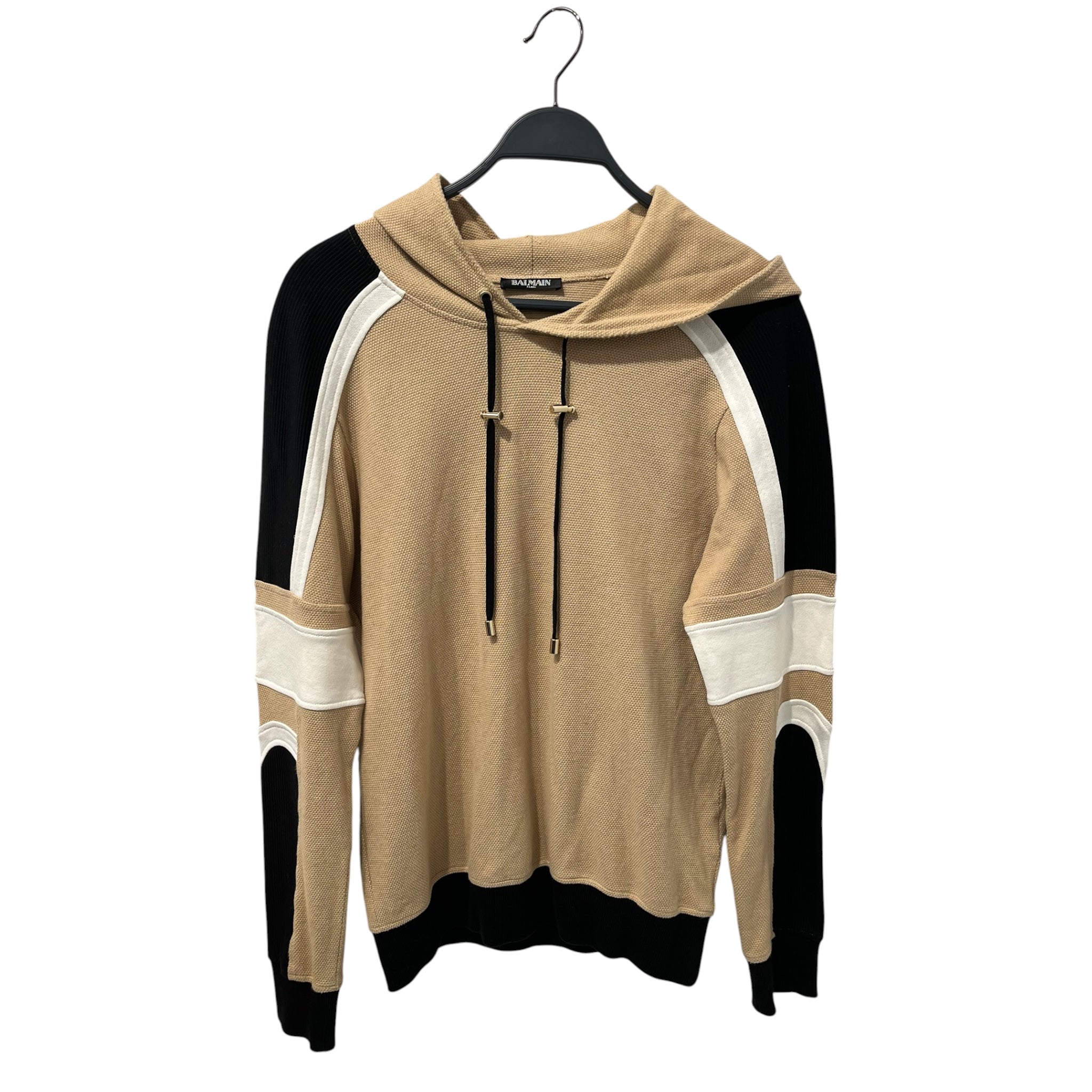 BALMAIN/Hoodie/S/Cotton/BEG/WAFFLE KNIT HOODIE view 1