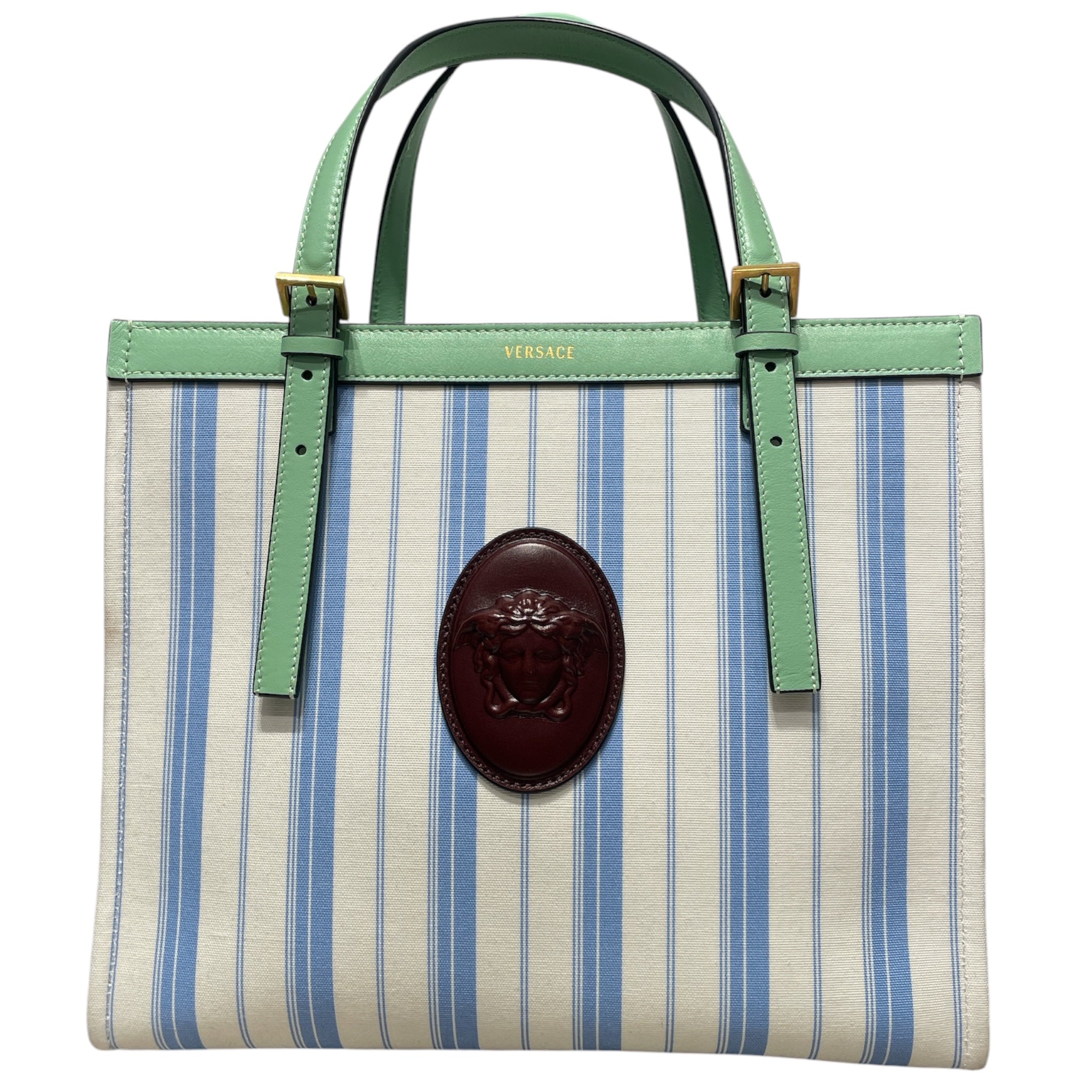 VERSACE/Tote Bag/Stripe/Cotton/BLU/La Lacanza Med Tote view 1