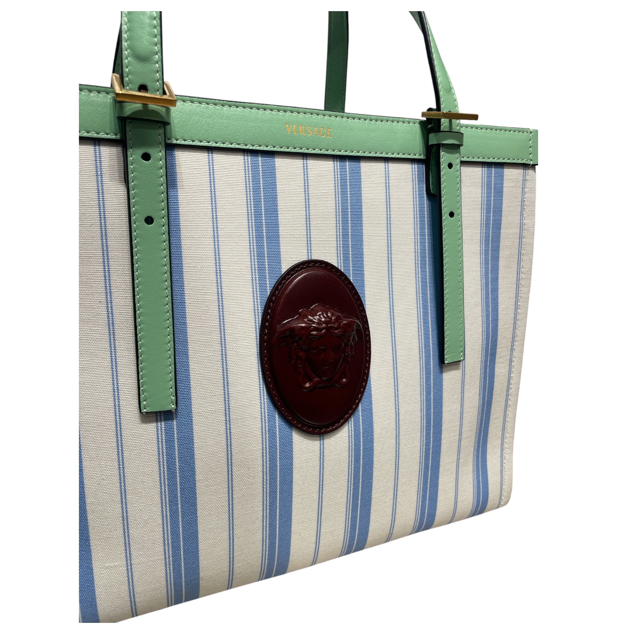 VERSACE/Tote Bag/Stripe/Cotton/BLU/La Lacanza Med Tote view 4