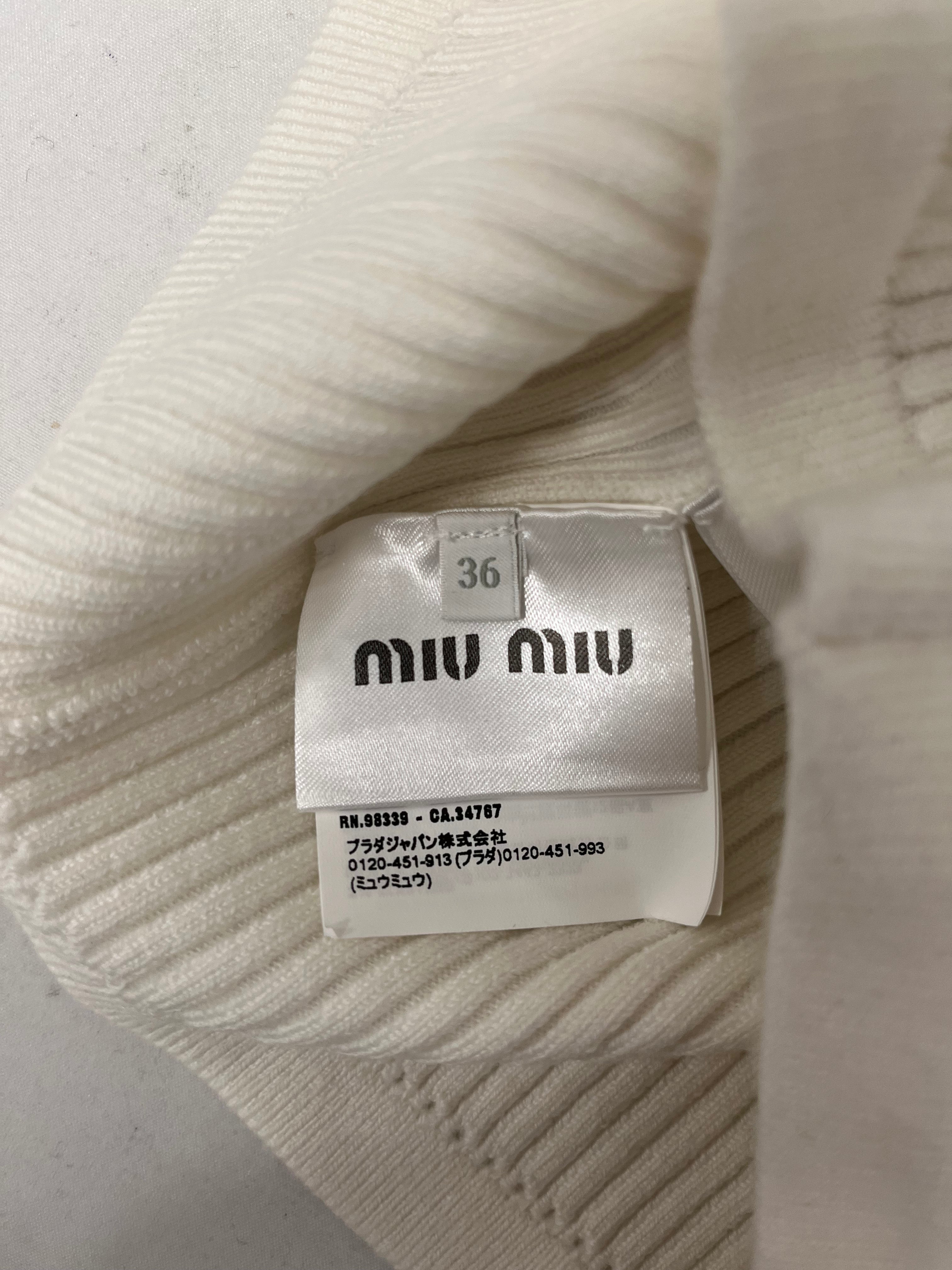 MIU MIU/SL Cut & Sew/36/Cotton/WHT/2024 TONAL LOGO KNIT TANK view 4