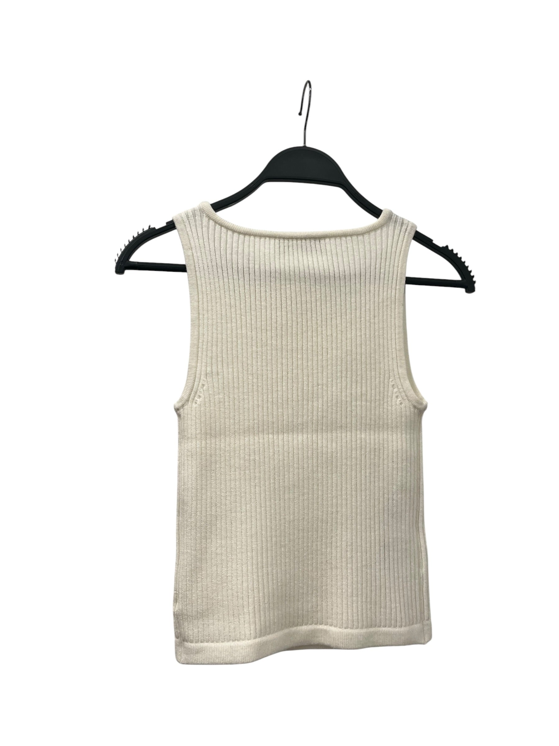 MIU MIU/SL Cut & Sew/36/Cotton/WHT/2024 TONAL LOGO KNIT TANK view 2