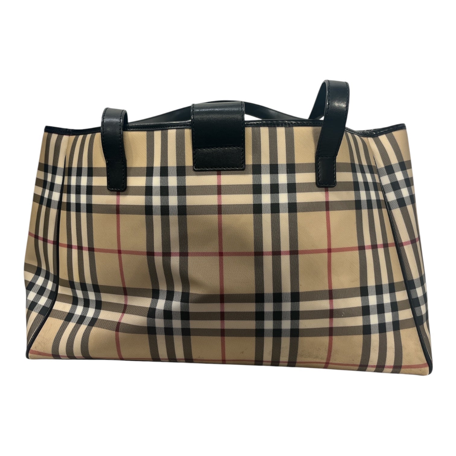 BURBERRY/Tote Bag/Plaid/Faux Leather/BEG/ view 1