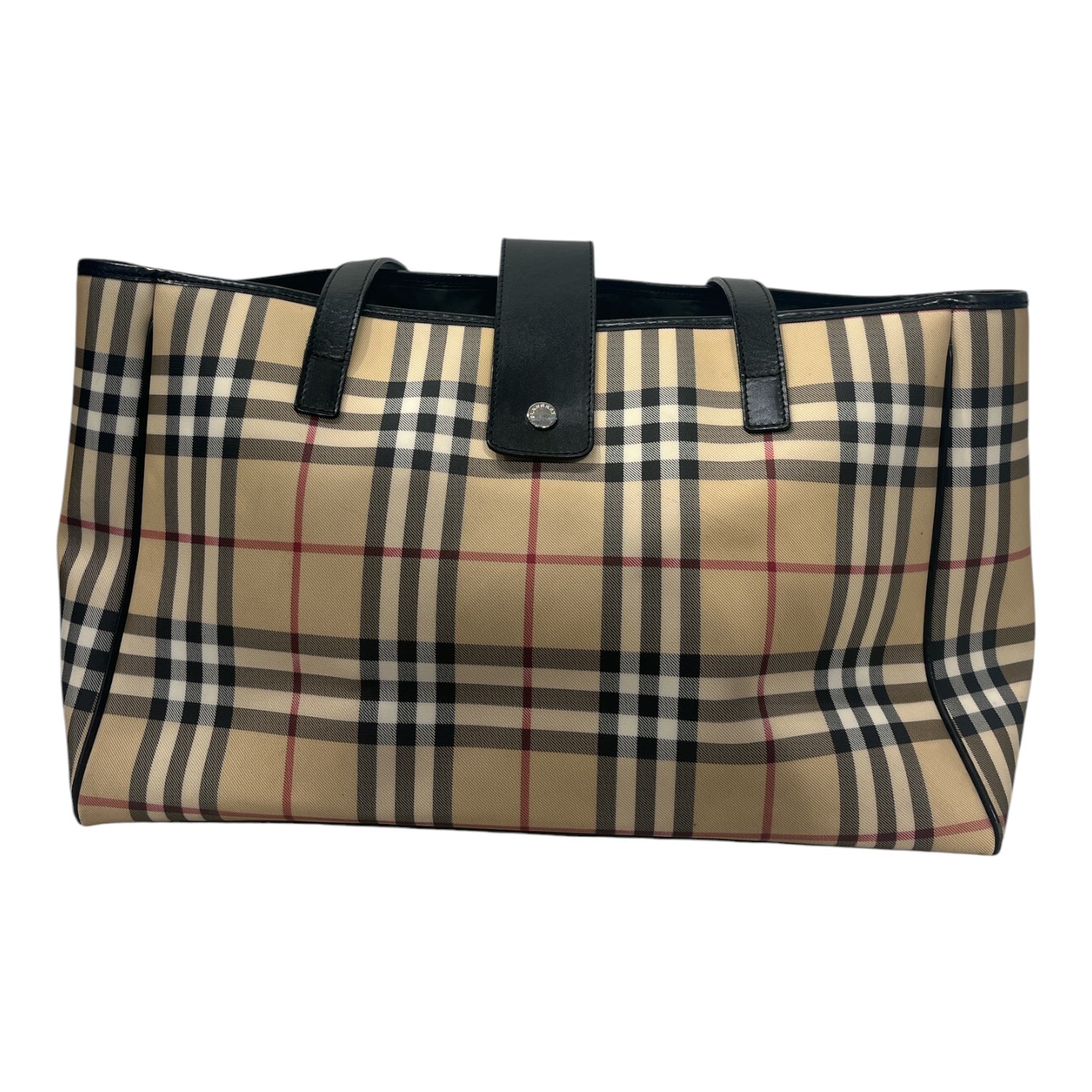 BURBERRY/Tote Bag/Plaid/Faux Leather/BEG/ view 2