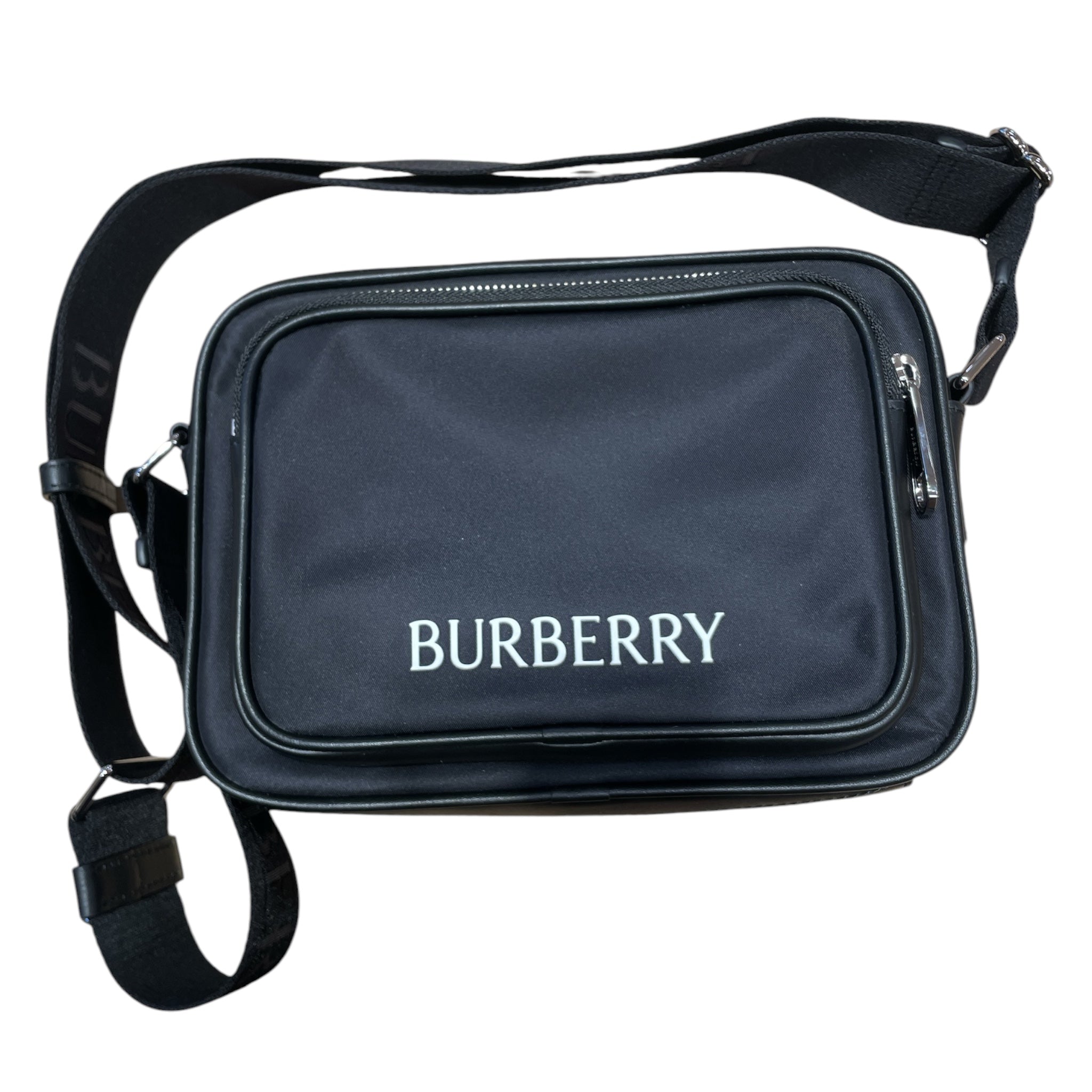 BURBERRY/Cross Body Bag/Cotton/BLK/raised lettering view 1