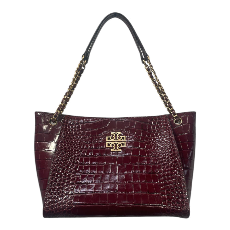 TORY BURCH/Hand Bag/L/Animal Pattern/Leather/BRD/BRITTEN CROC TOTE