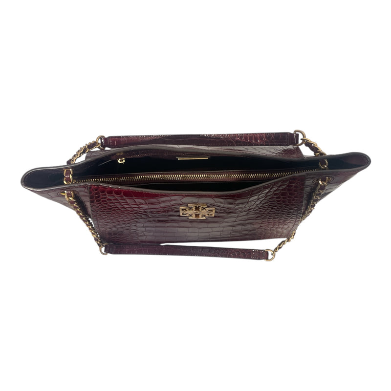 TORY BURCH/Hand Bag/L/Animal Pattern/Leather/BRD/BRITTEN CROC TOTE