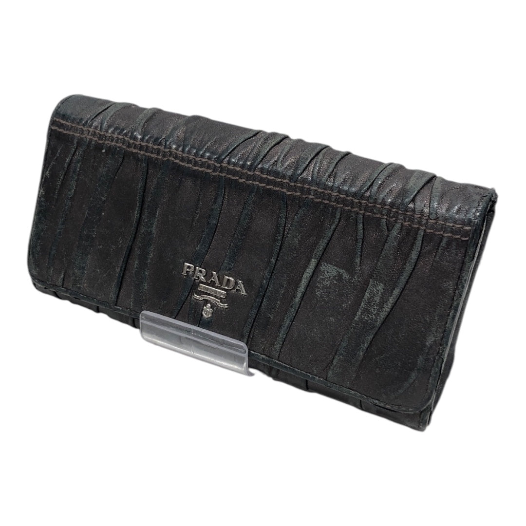 PRADA/Wallet/Leather/BLK/PURPLE METALLIC RUCHED LEATHER view 1