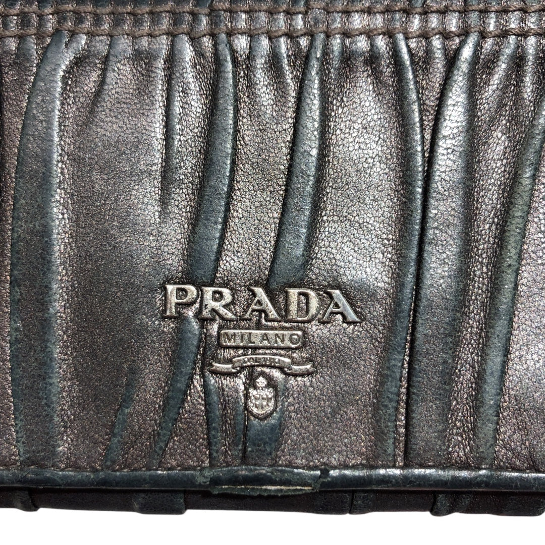 PRADA/Wallet/Leather/BLK/PURPLE METALLIC RUCHED LEATHER view 3