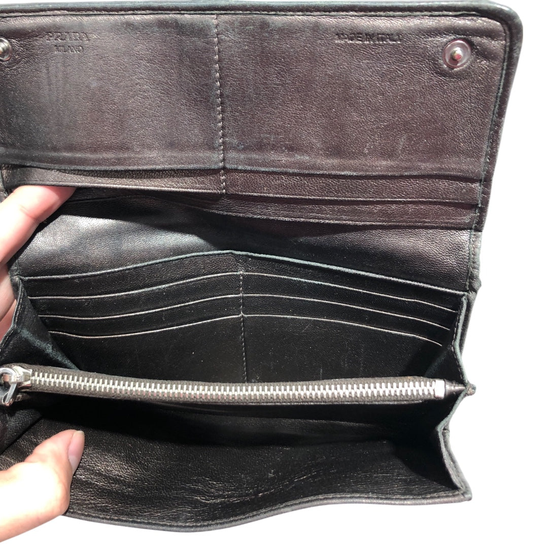 PRADA/Wallet/Leather/BLK/PURPLE METALLIC RUCHED LEATHER view 4
