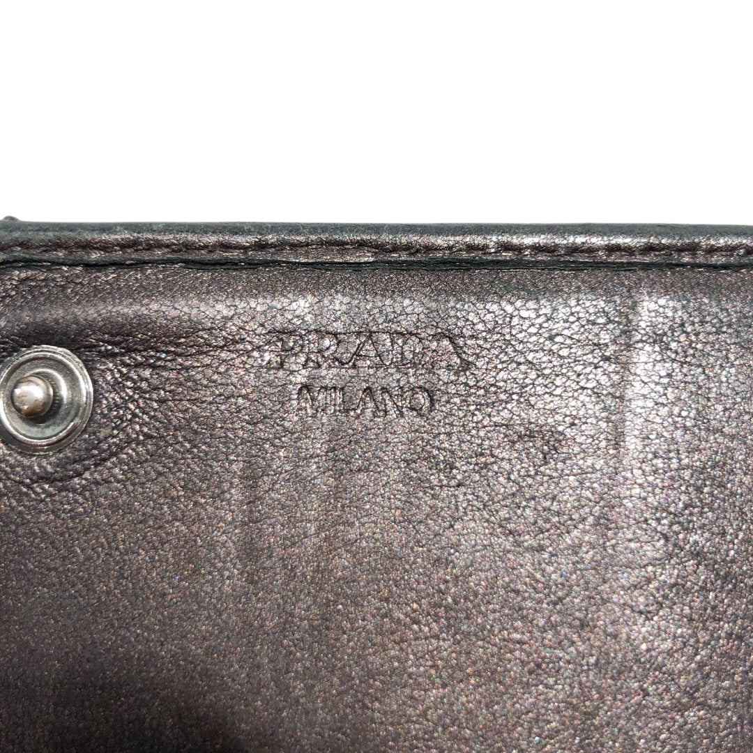 PRADA/Wallet/Leather/BLK/PURPLE METALLIC RUCHED LEATHER view 8
