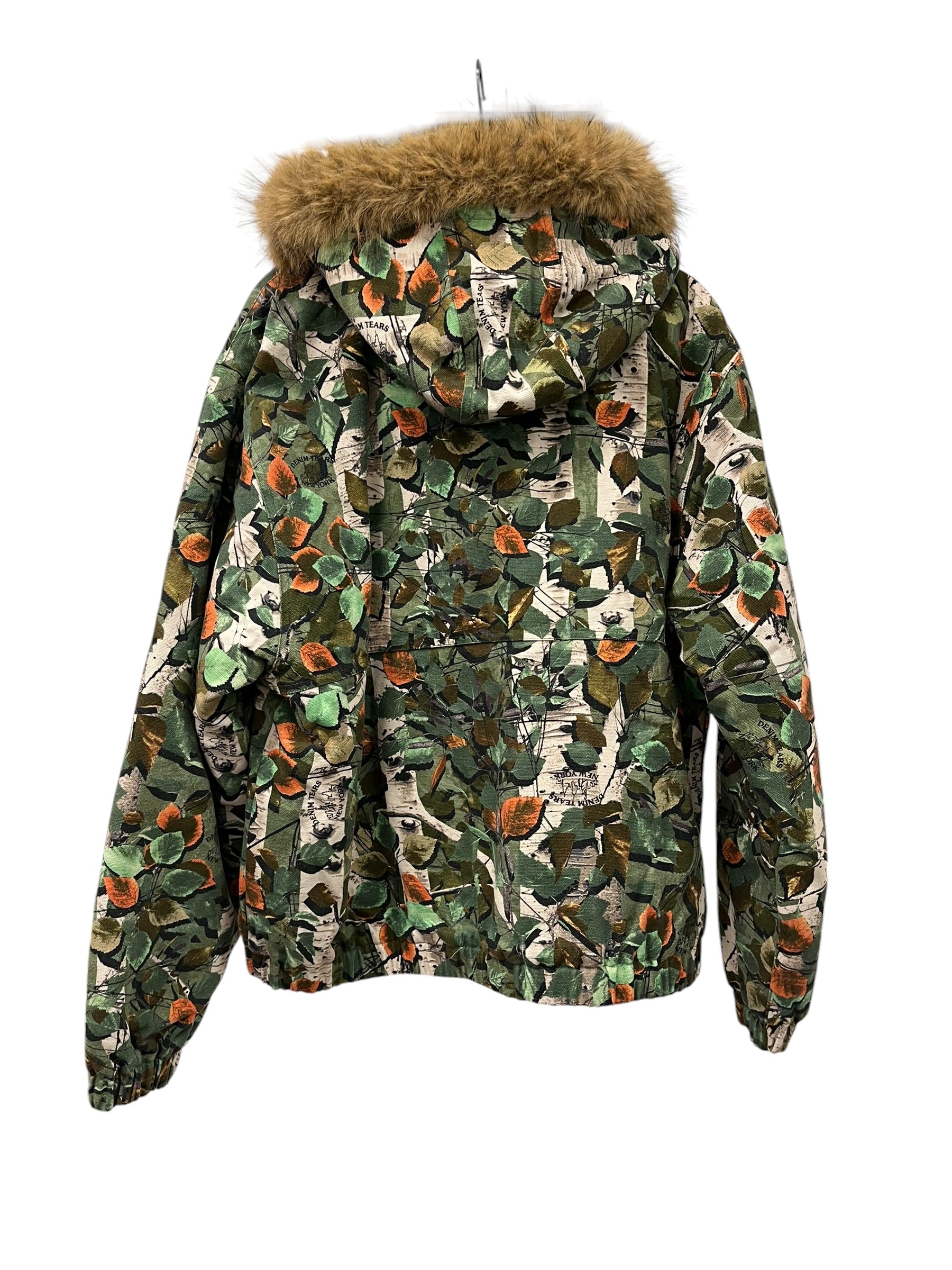 DENIM TEARS/Jacket/XL/Cotton/GRN/Camouflage/BLACK NEW YORK LOGO W FUR HOOD view 2