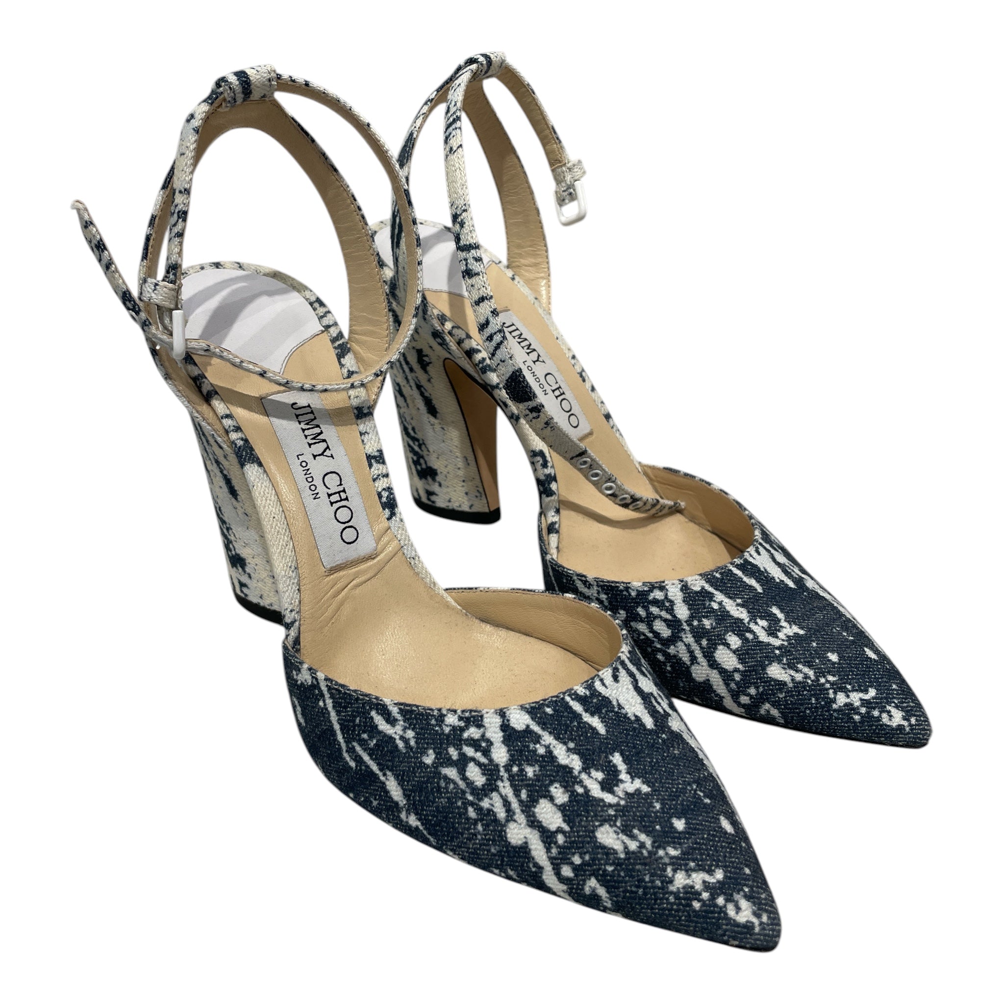 JIMMY CHOO/Heels/EU 38.5/All Over Print/Cotton/BLU/ view 1