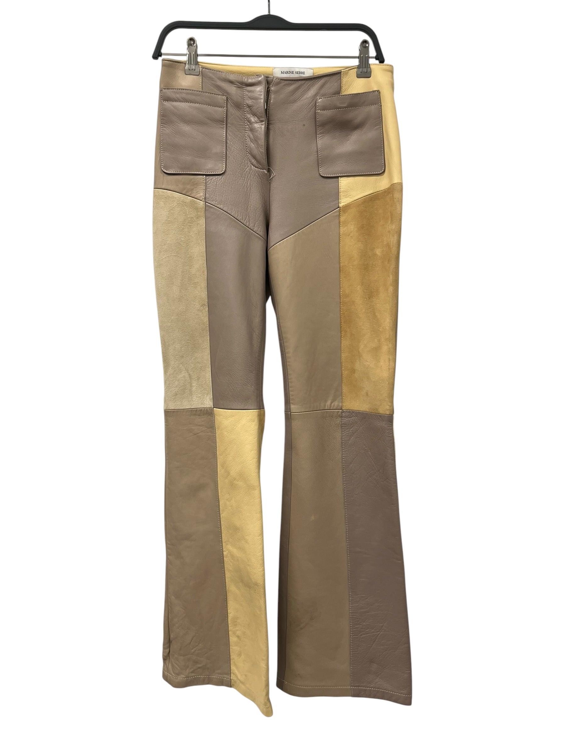 MARINE SERRE/Wide Leg Pants/38/Leather/GRY/GOLD LINE PATCHWORK view 1
