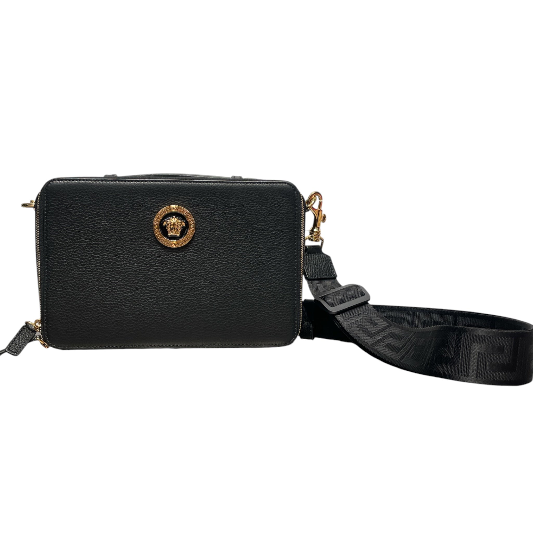 VERSACE/Cross Body Bag/Leather/BLK/LOU  LEATHER GOLD EMBLEM view 1