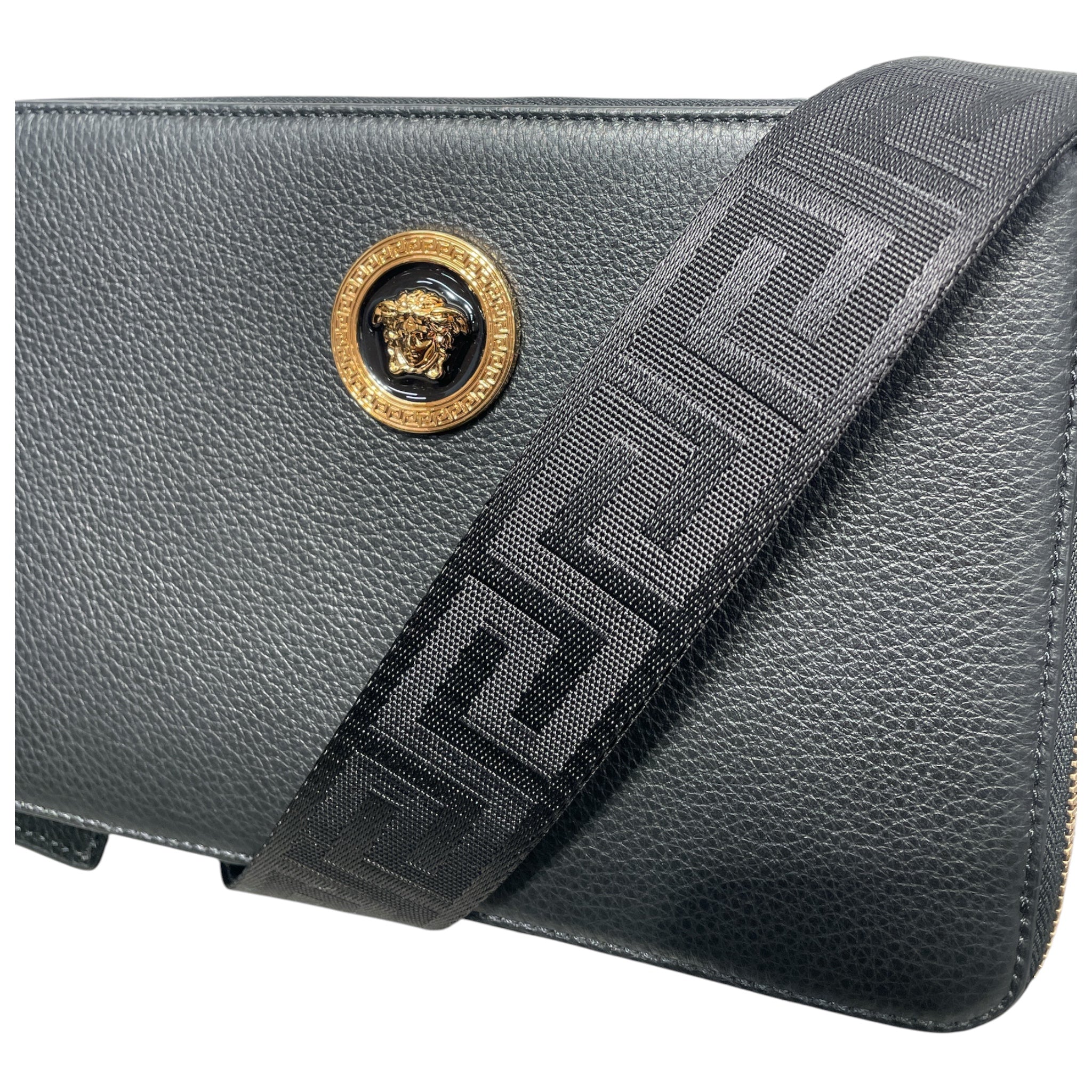 VERSACE/Cross Body Bag/Leather/BLK/LOU  LEATHER GOLD EMBLEM view 6
