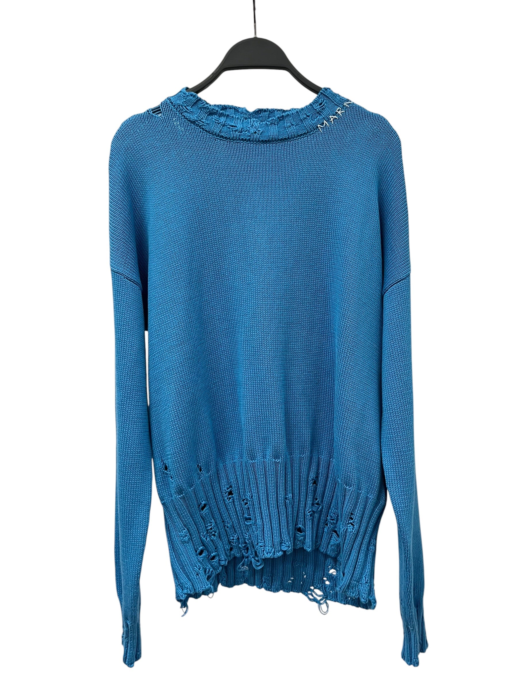 MARNI/Sweater/48/Cotton/BLU/WHITE STITICHED LOGO ON NECK view 1