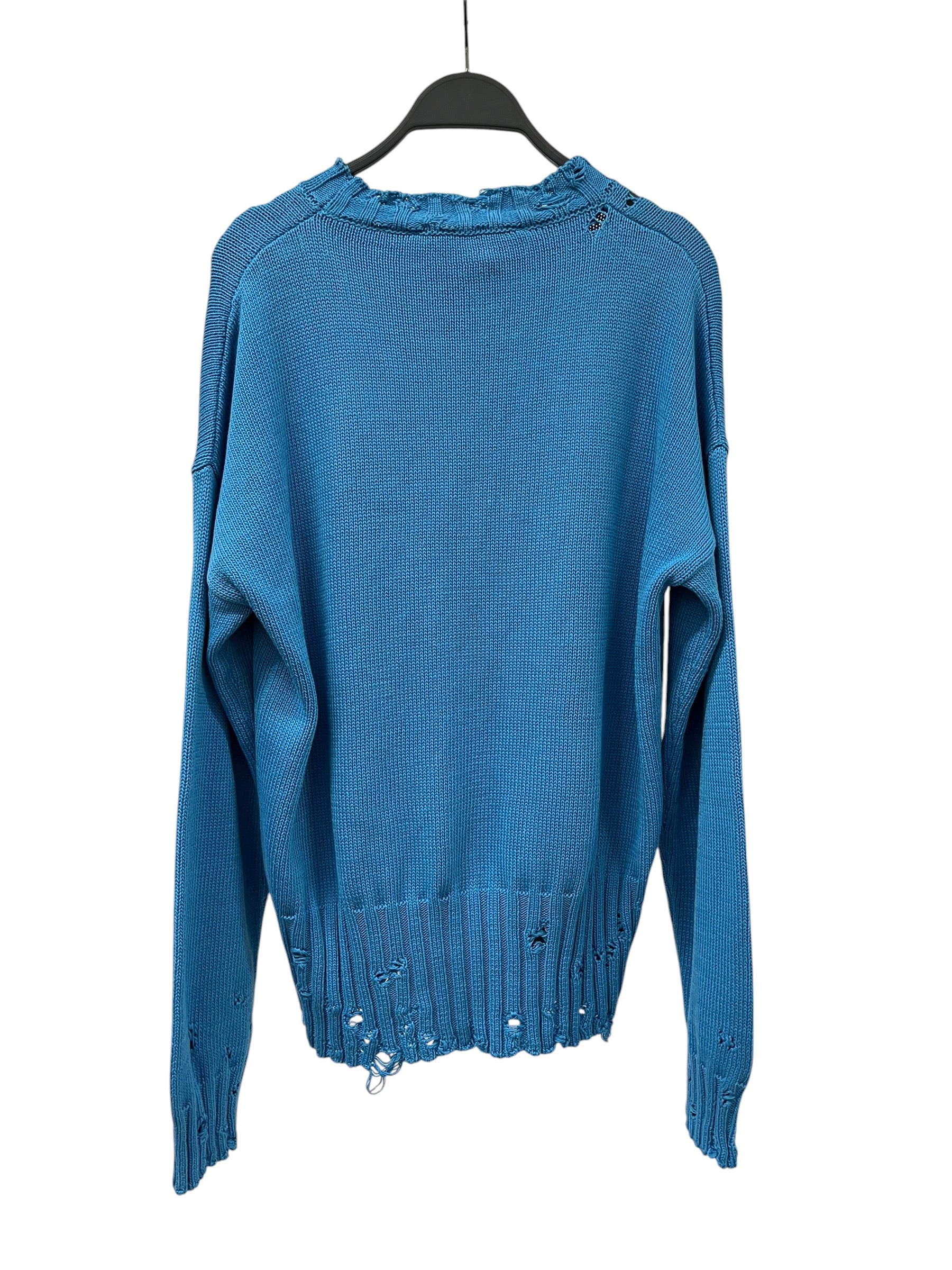 MARNI/Sweater/48/Cotton/BLU/WHITE STITICHED LOGO ON NECK view 2