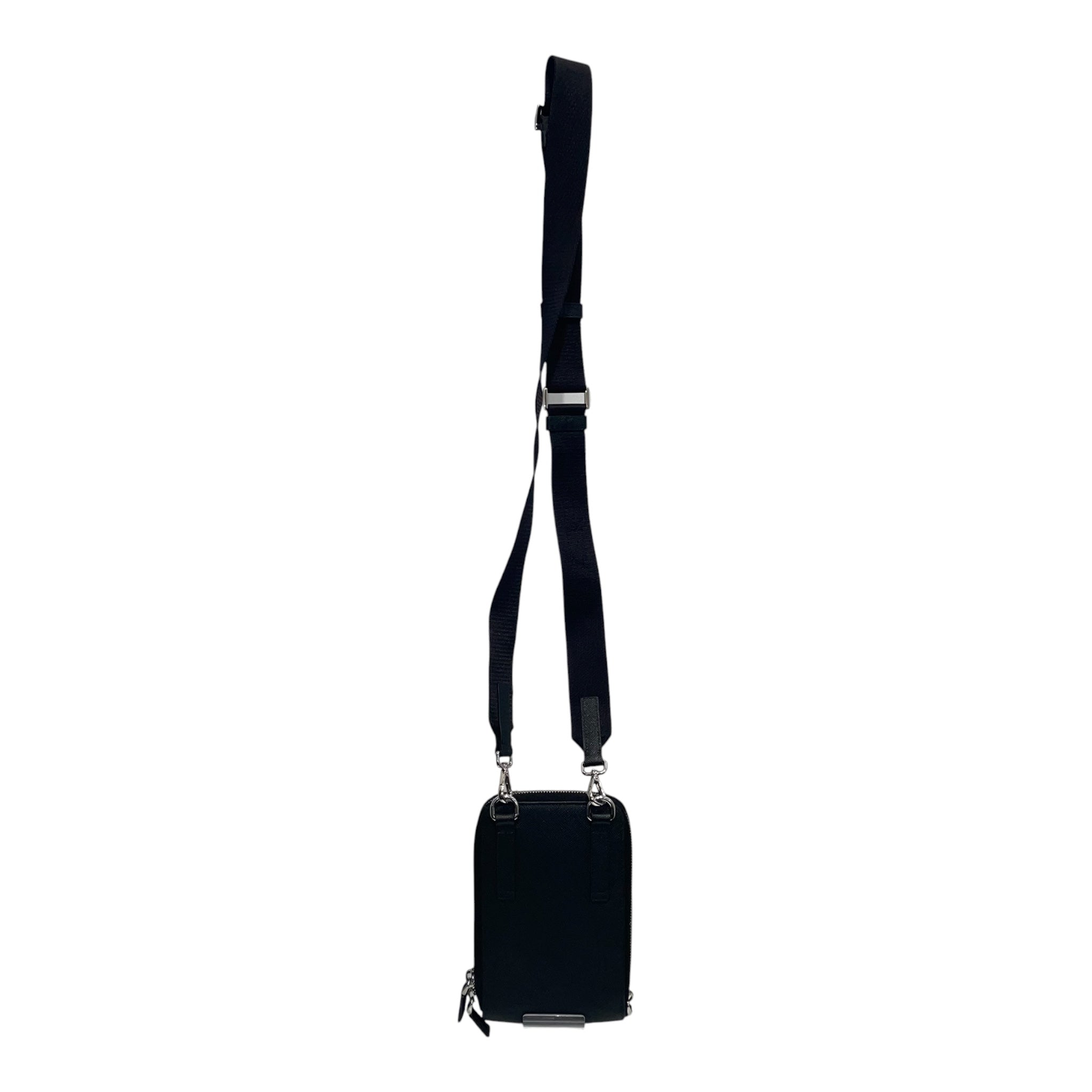 PRADA/Cross Body Bag/Leather/BLK/smartphone holder view 2
