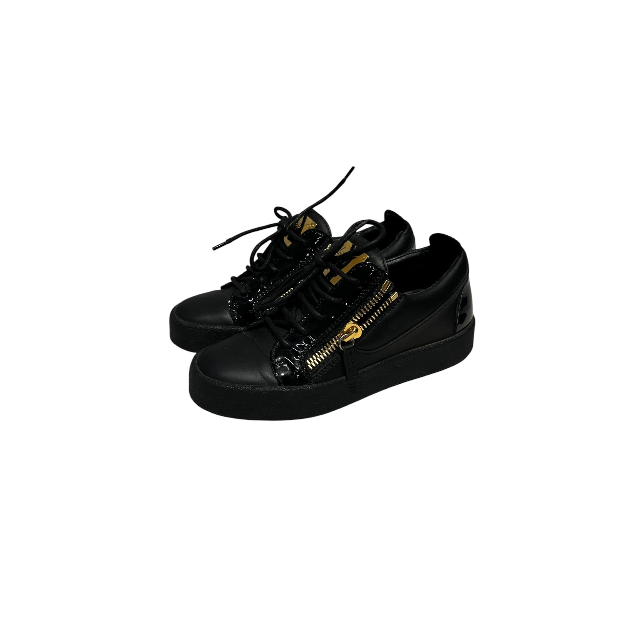 Giuseppe Zanotti/Low-Sneakers/EU 36/Leather/BLK/Gold zipper view 1