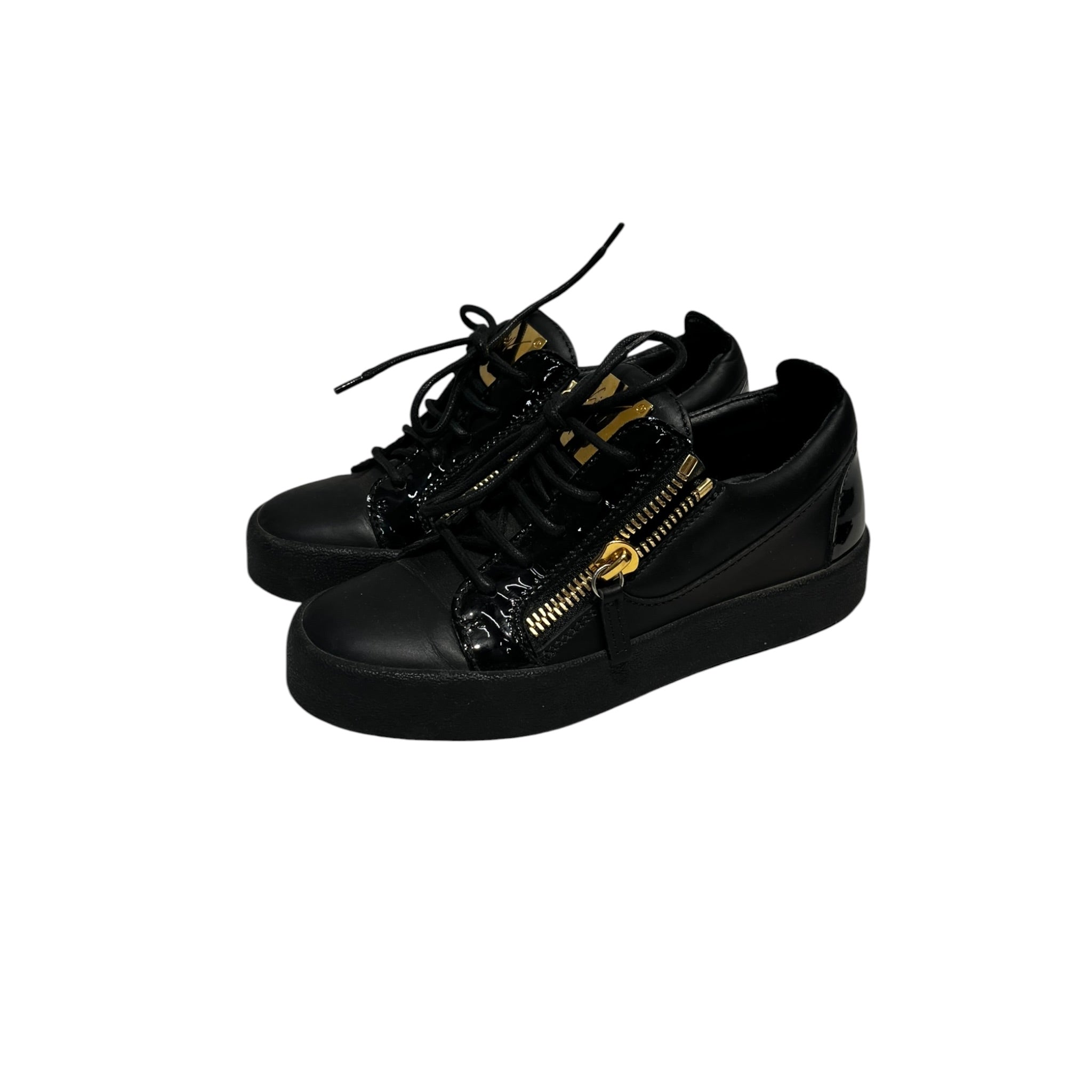 Giuseppe Zanotti/Low-Sneakers/EU 36/Leather/BLK/Gold zipper view 4