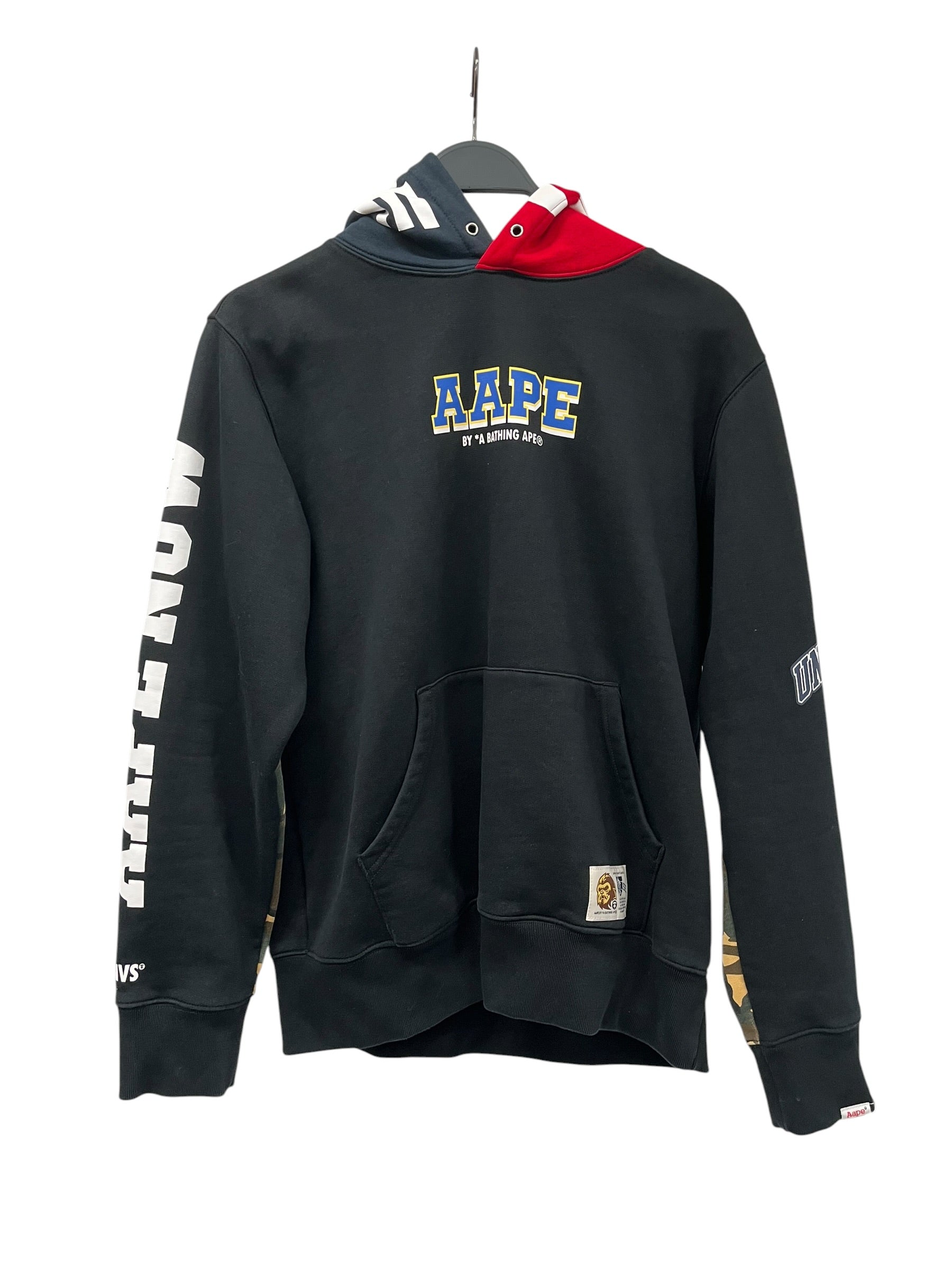 AAPE BY A BATHING APE/Hoodie/L/Cotton/BLK/HALF CAMO SLEEVE HOODIE view 1
