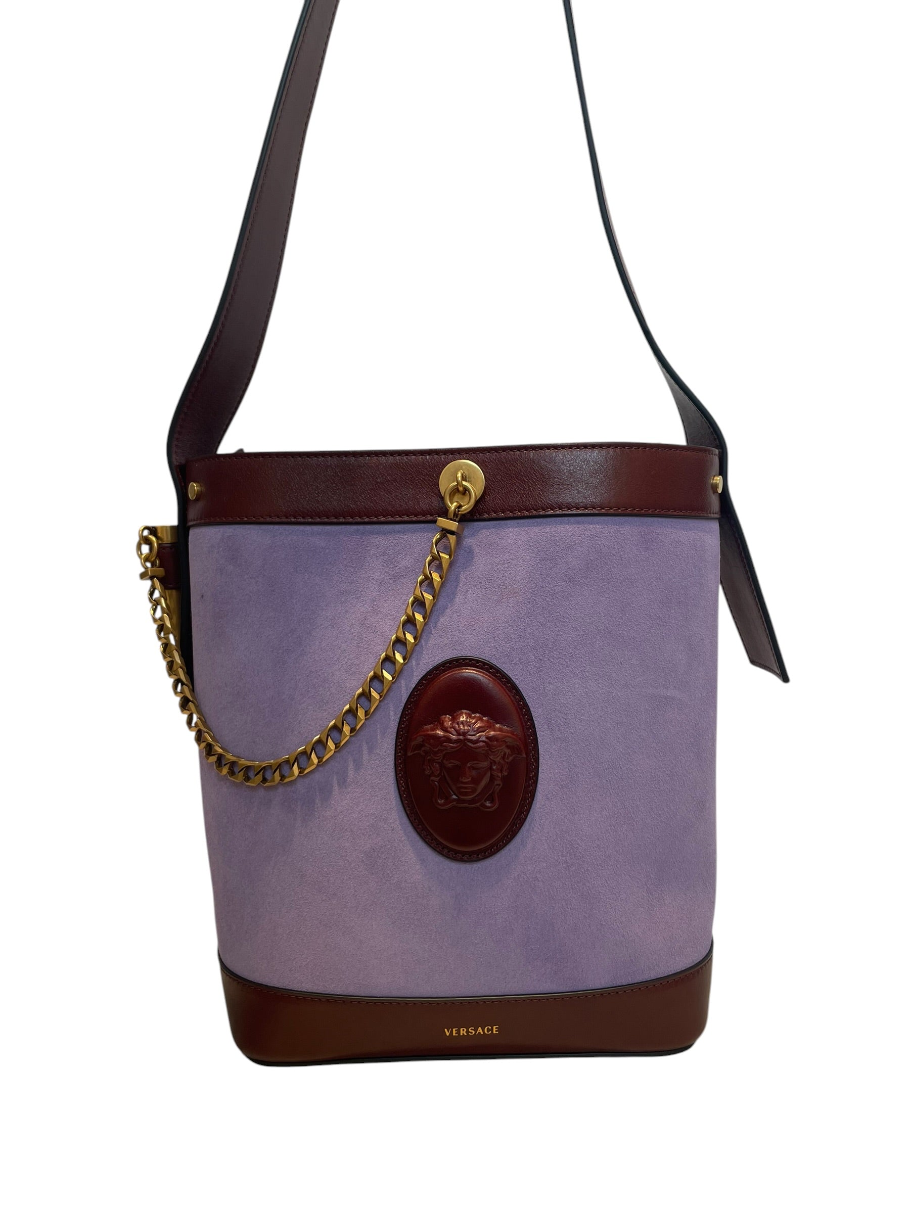 VERSACE/Basket Bag/Suede/PPL/liliac pivot bucket bag/brwn view 1